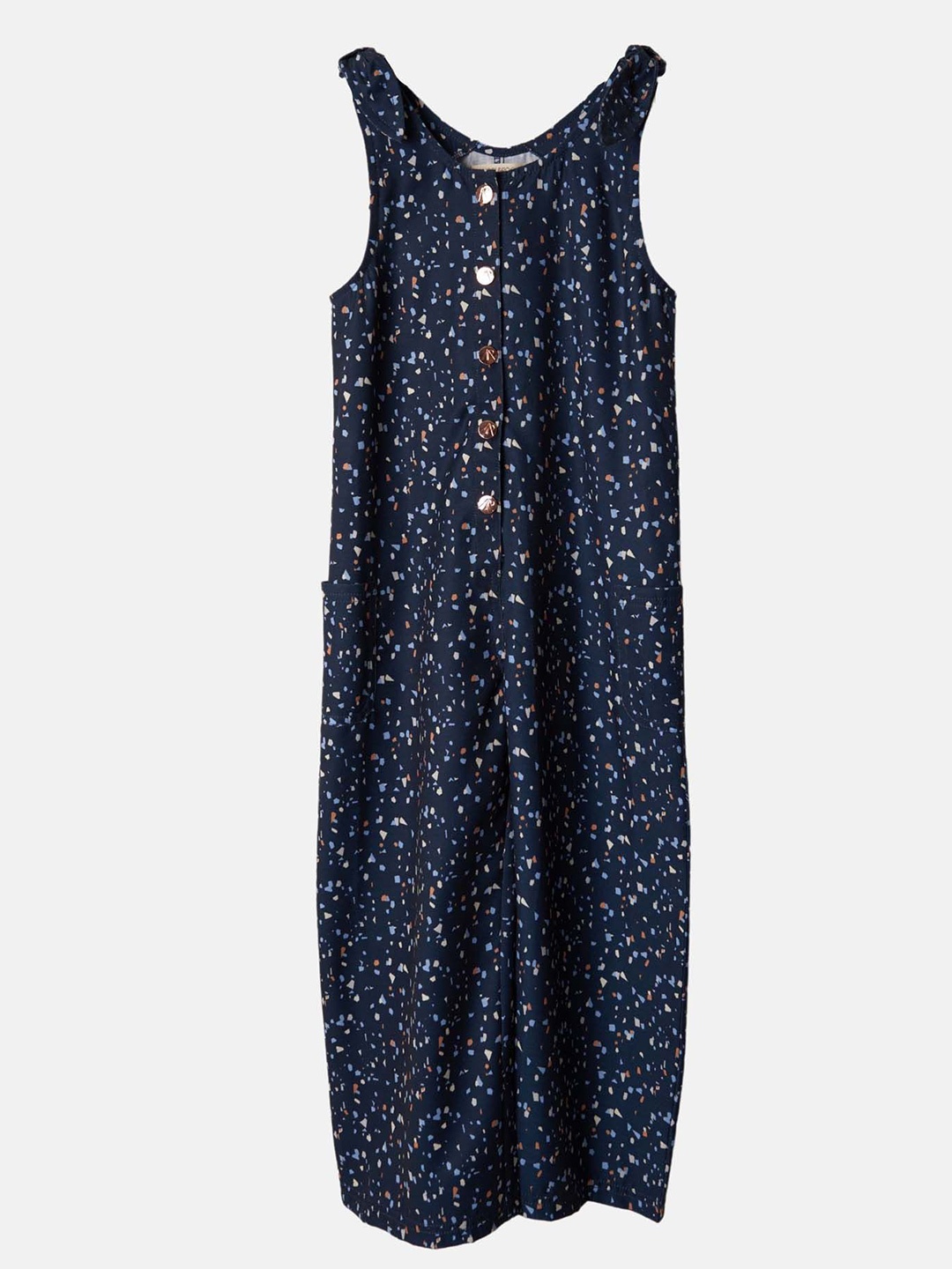

Angel & Rocket Girls Printed Basic Jumpsuit, Navy blue