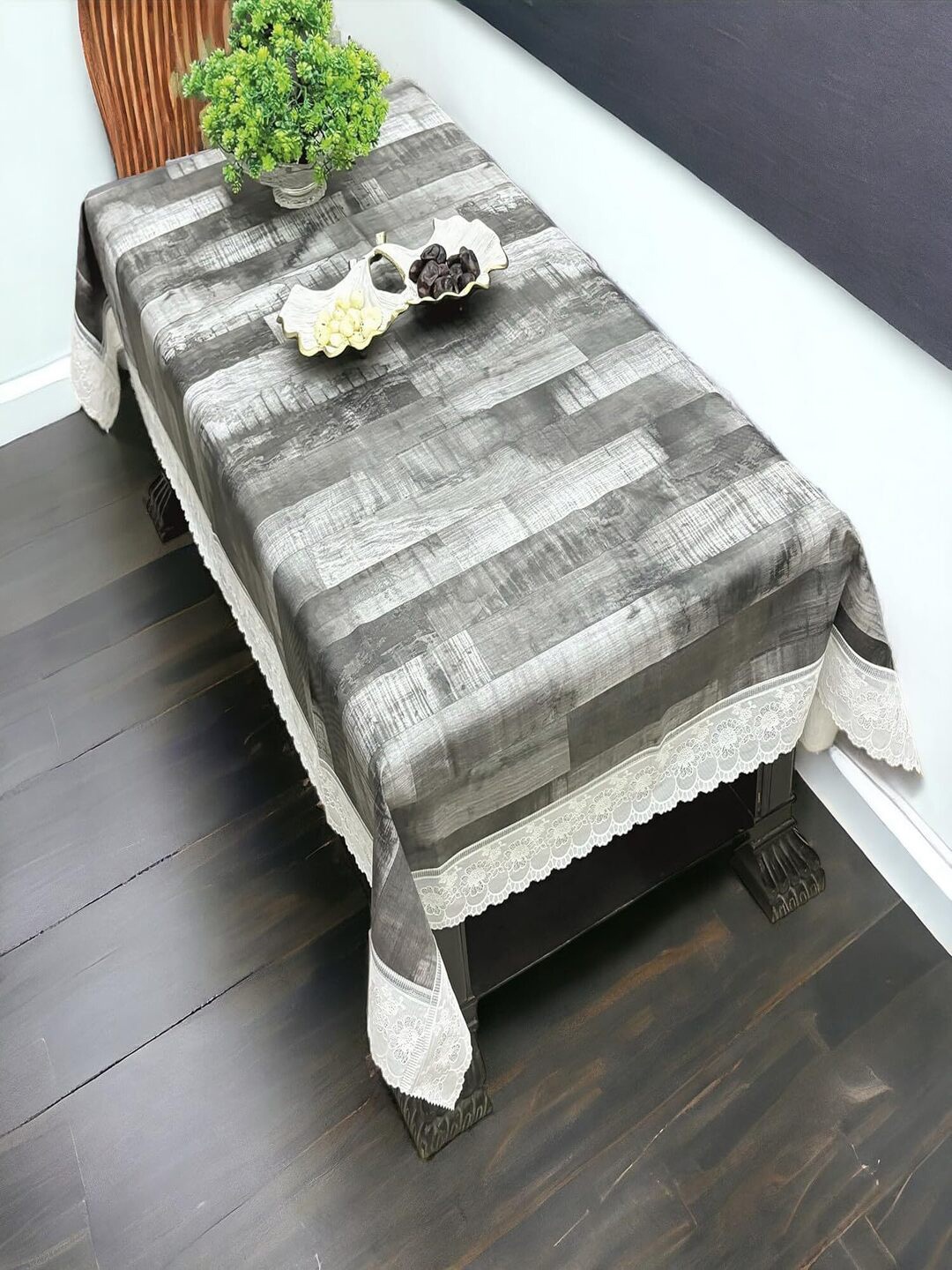

CASA-NEST Grey & White Abstract Printed Rectangle Slip Resistant Table Cover