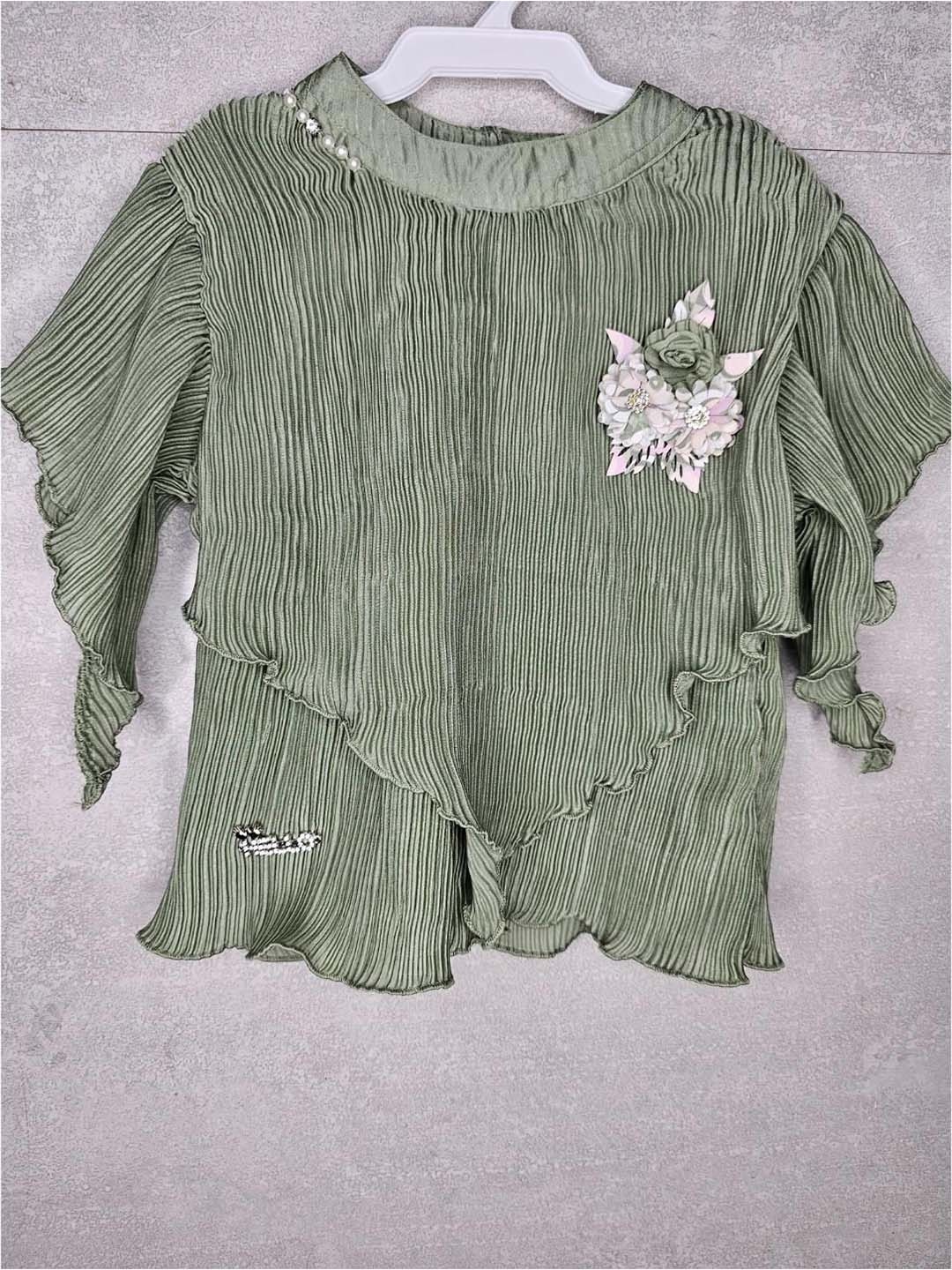 

BAESD Girls Self Design Top with Skirt, Green