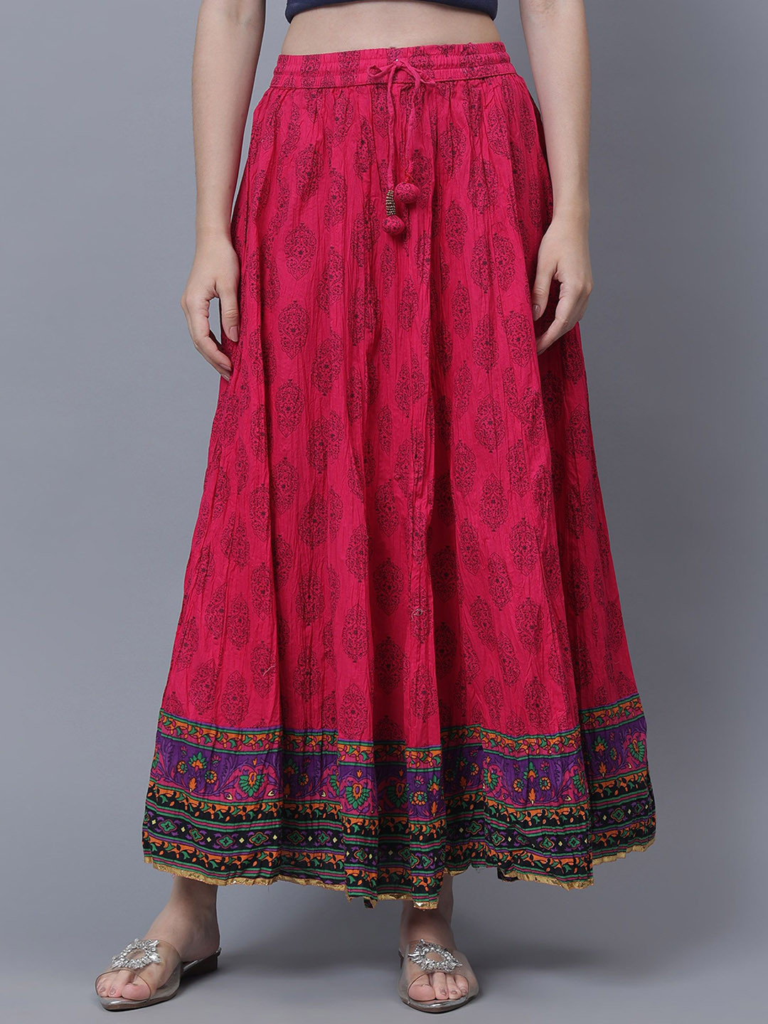 

Cot'N Soft Printed Flared Maxi Skirt, Red