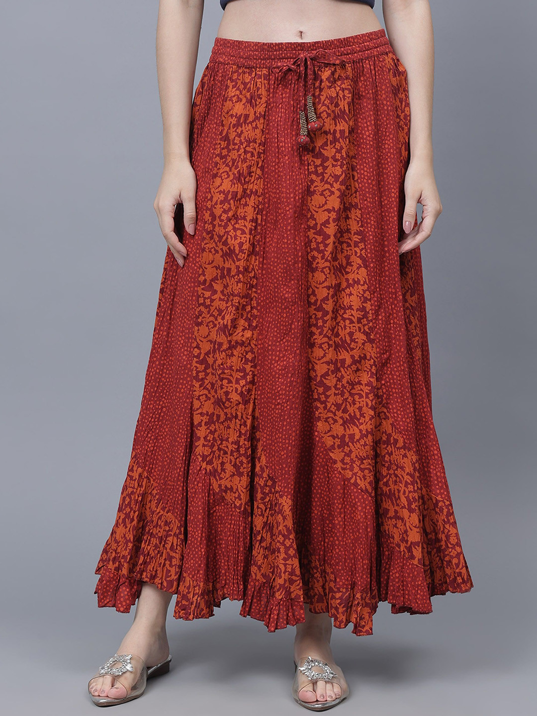 

Cot'N Soft Printed Flared Maxi Skirt, Maroon