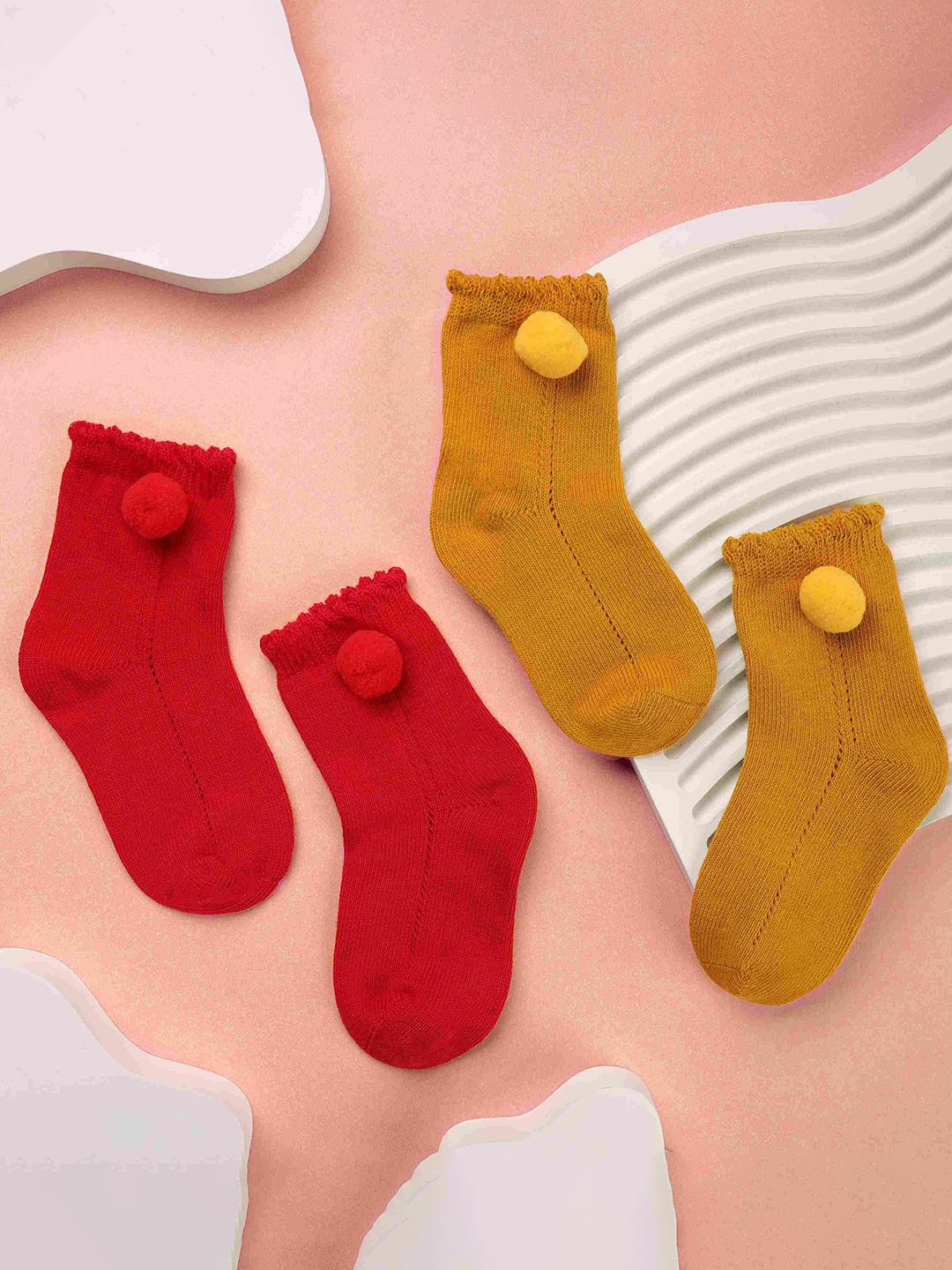 

KICKS & CRAWL Infants Pack Of 2 Cotton Ankle-Length Socks, Red