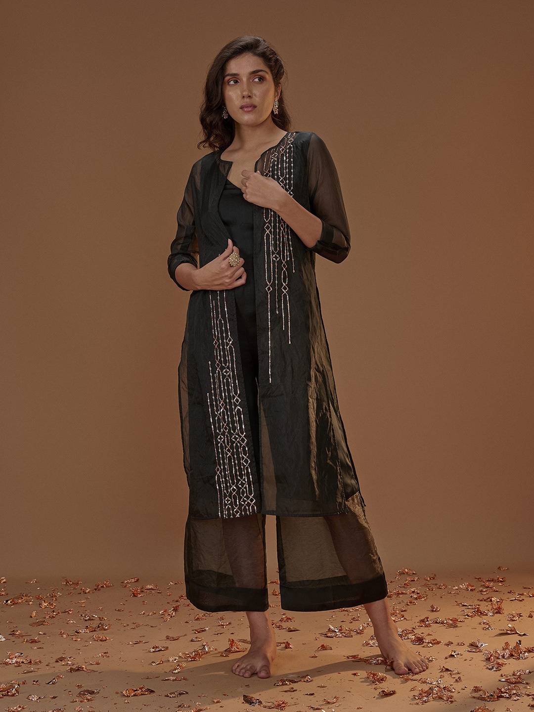 

Masumi Mewawalla V-Neck Sleeveless Basic Jumpsuit With Jacket, Green
