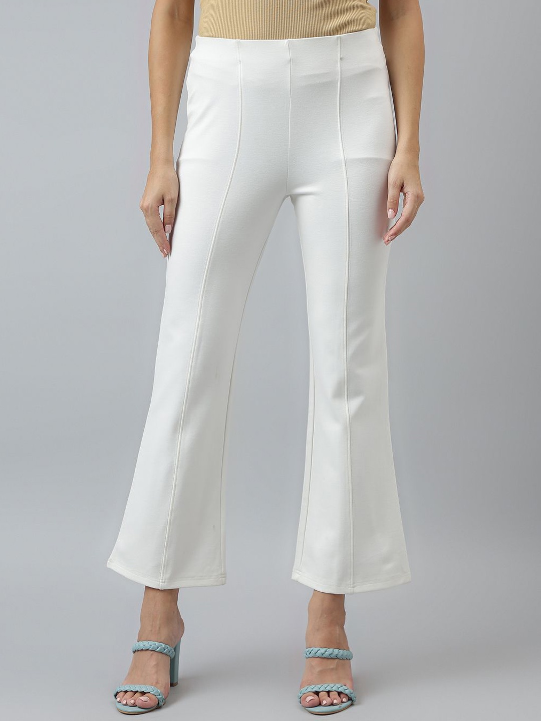 

Latin Quarters Women High-Rise Trousers, White