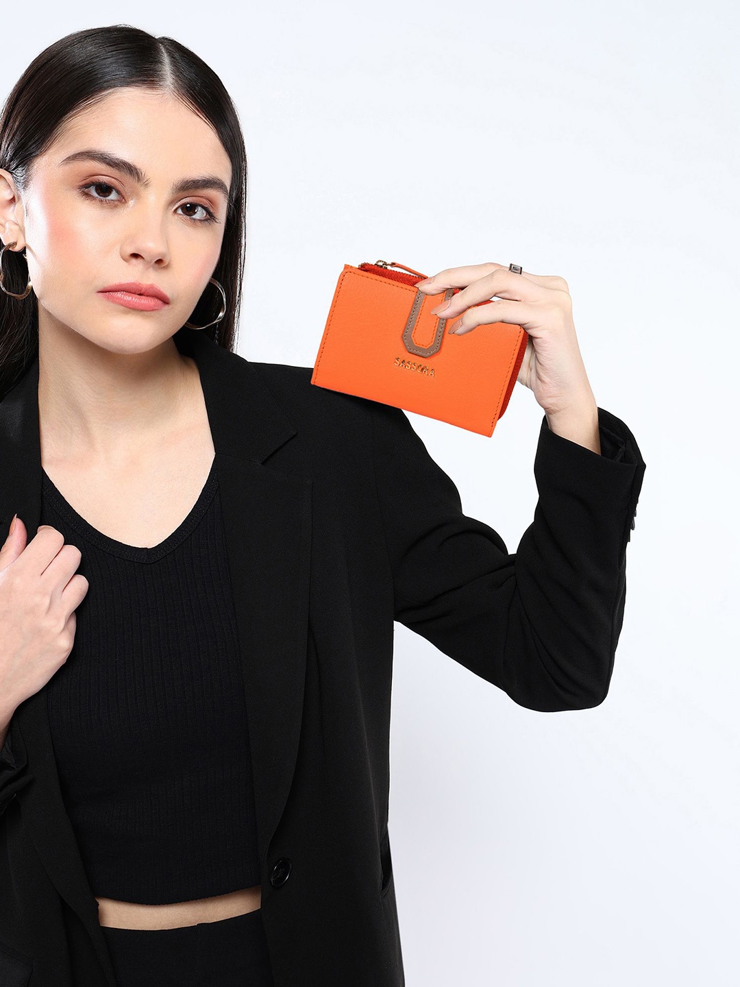 

Sassora Women Leather Two Fold Wallet, Orange