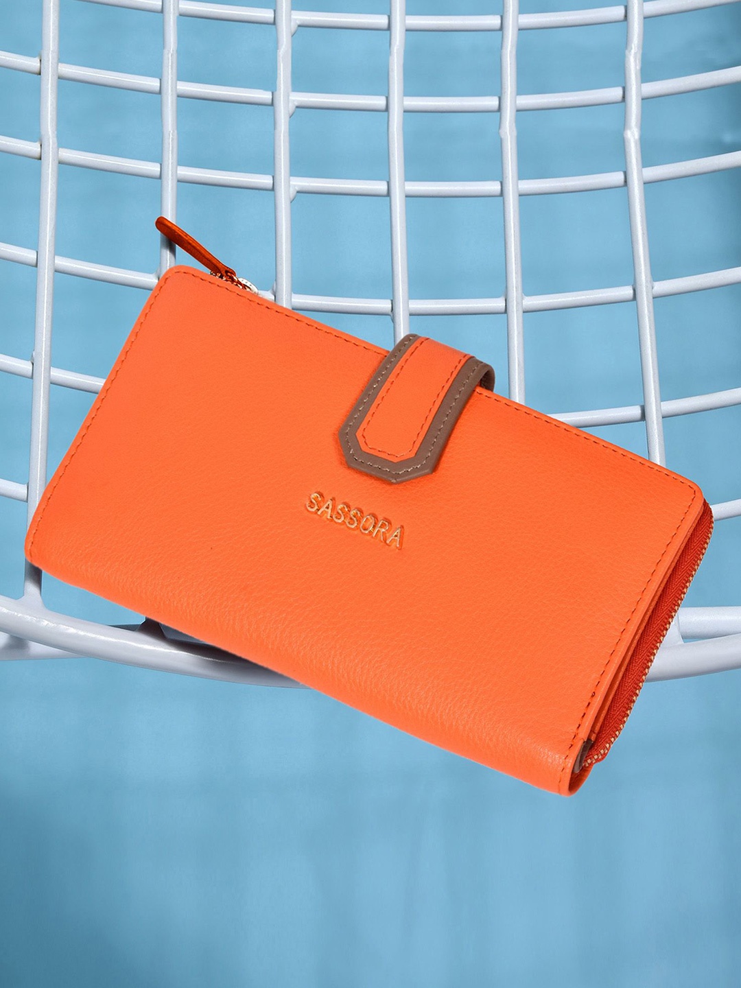 

Sassora Women Leather Two Fold Wallet, Orange