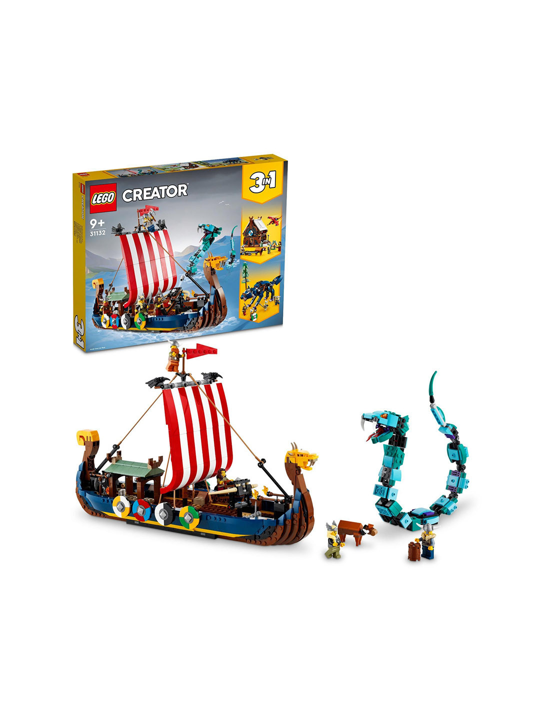 

LEGO Creator 3in1 Viking Ship and the Midgard Serpent 31132 Building Kit, Blue