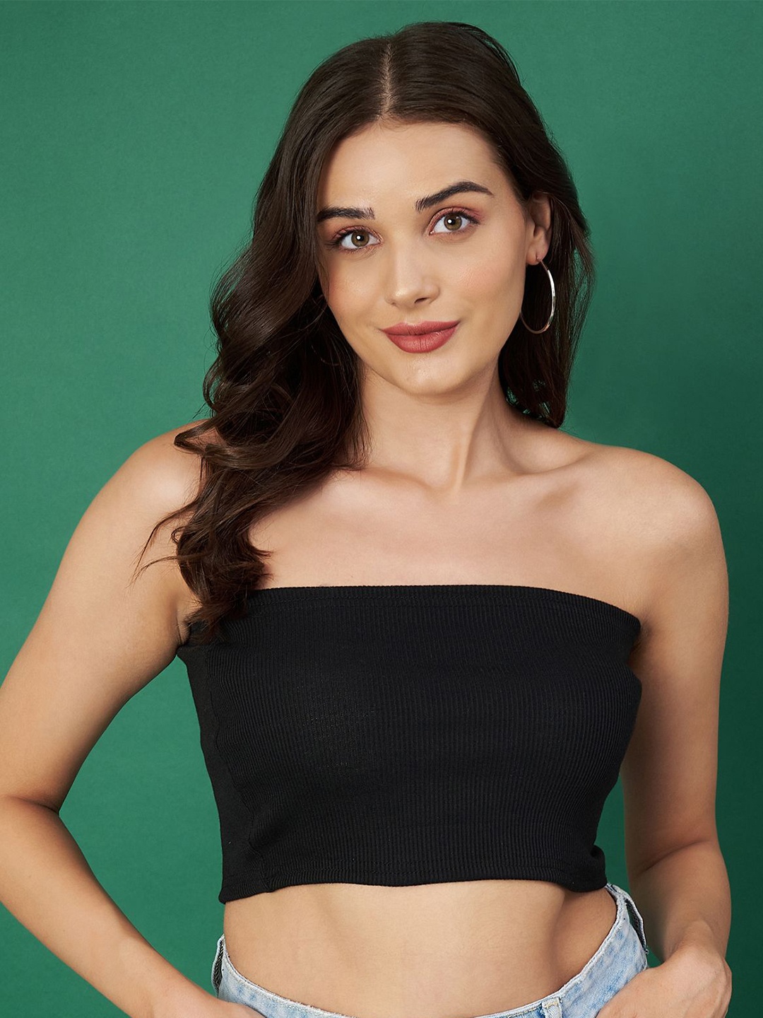 

Rajoria Instyle Off-Shoulder Tube Crop Top, Black