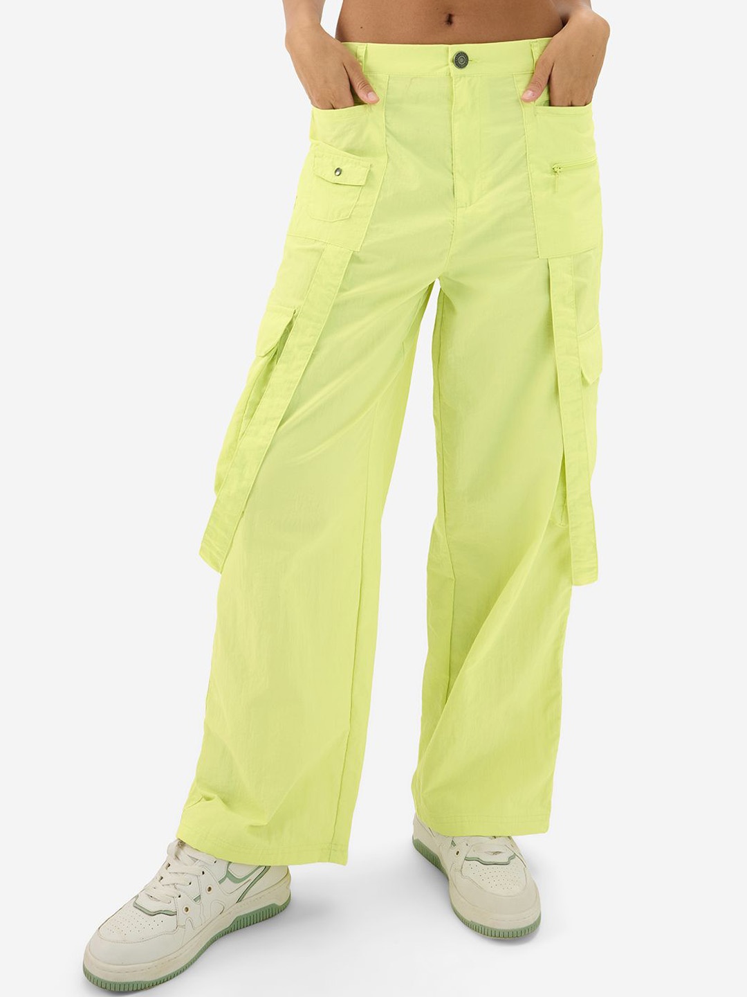 

The Souled Store Women Mid-Rise Loose Fit Trousers, Yellow