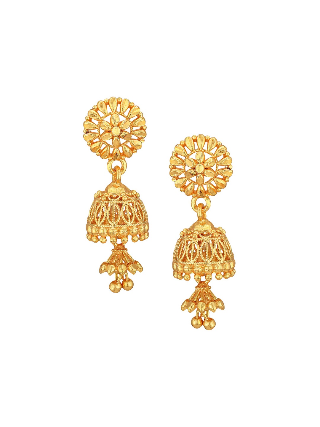 

Vighnaharta Gold-Plated Brass Contemporary Shaped Jhumka Earrings
