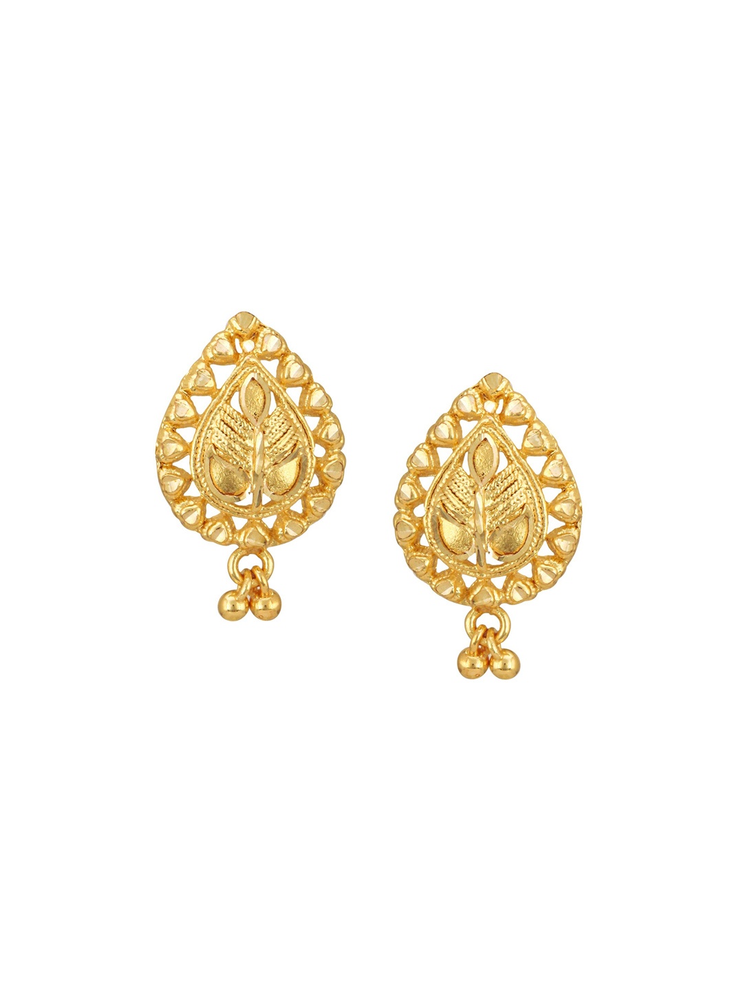 

Vighnaharta Gold-Plated Brass Teardrop Shaped Studs Earrings