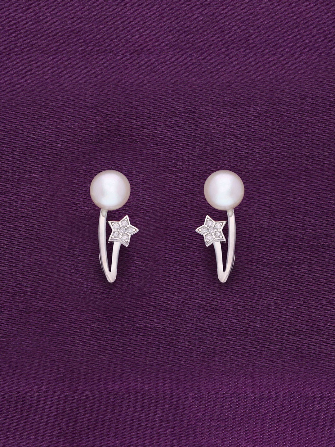 

KAI JEWEL Rhodium-Plated Sterling Silver Artificial Stones and Beads Hoop Earrings