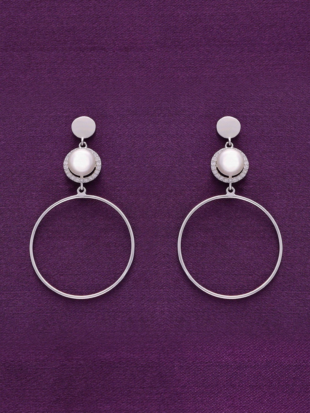 

KAI JEWEL 92.5 Sterling Silver Rhodium-Plated Pearl Beaded Contemporary Drop Earrings
