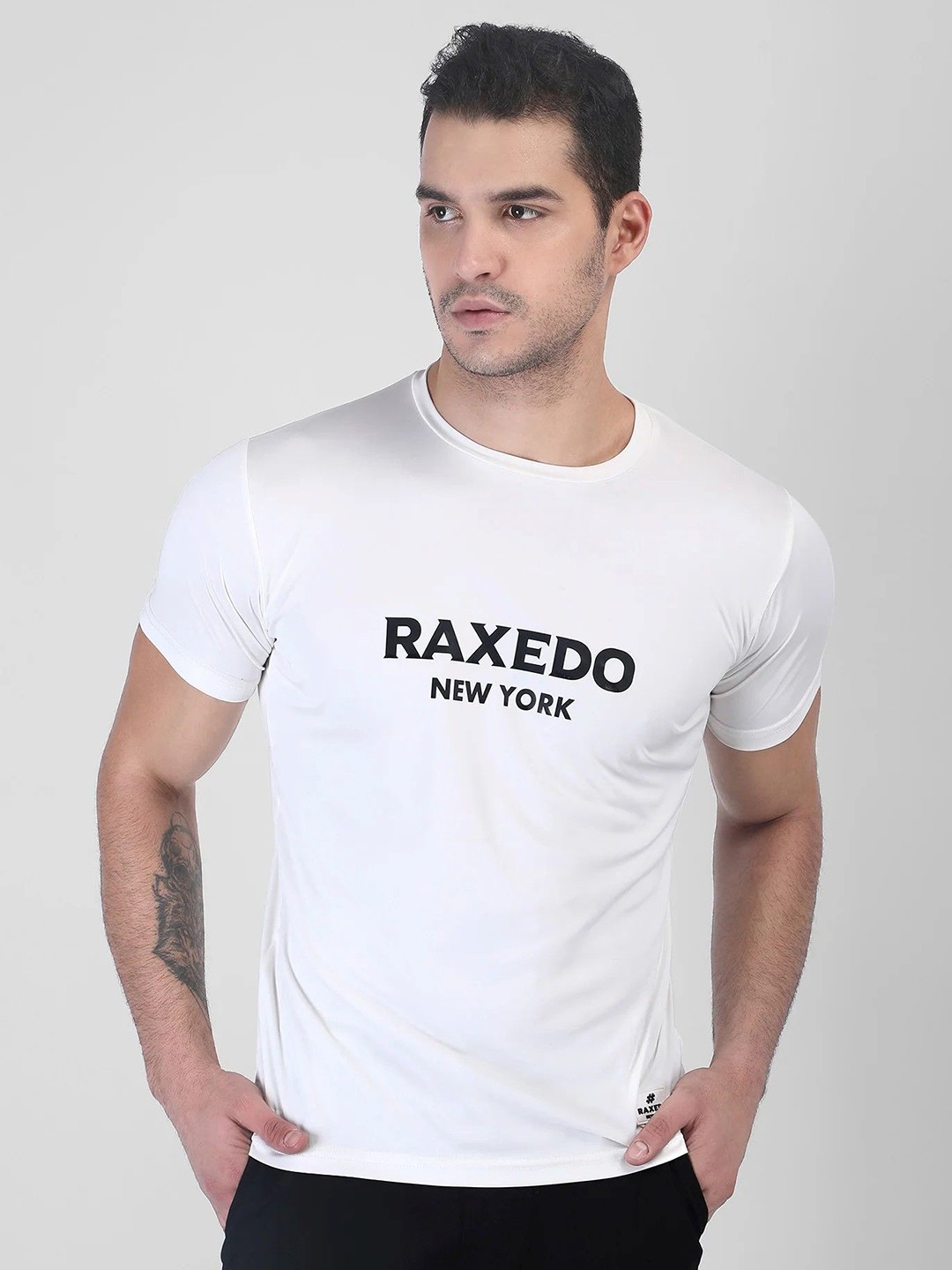 

Raxedo Men Cotton Typography Round Neck T-shirt, White