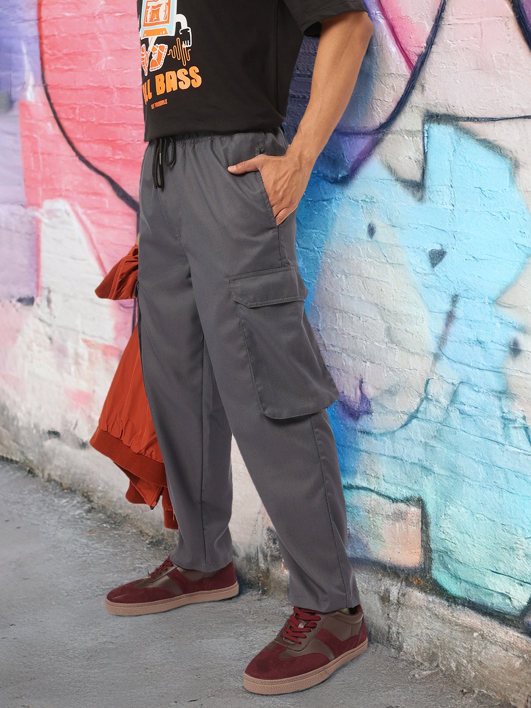 

Kook N Keech Men Urban Utility Relaxed Cargo-Style Trousers, Grey