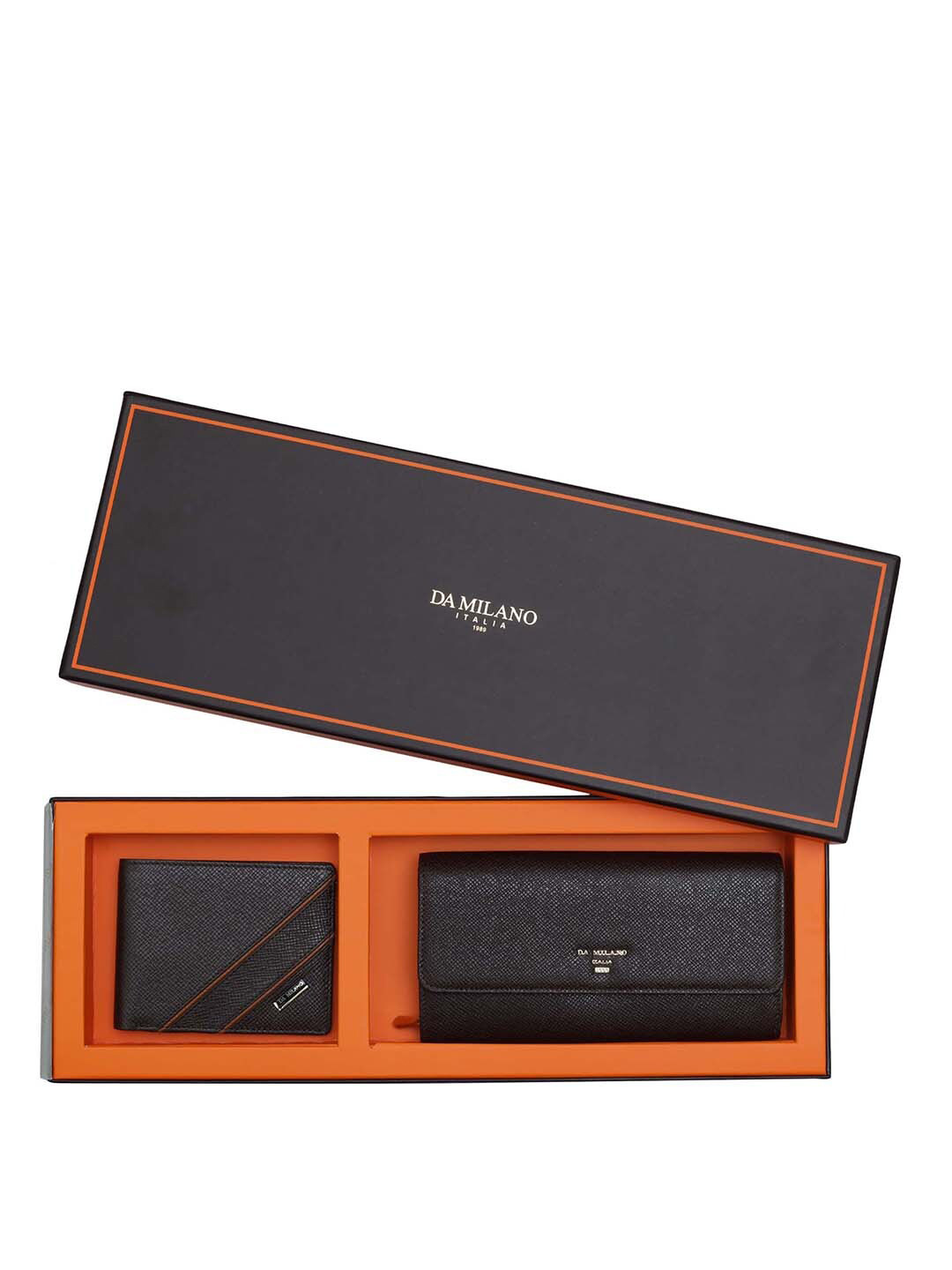 

Da Milano Unisex Leather Wallet and Card Holder Gift Set, Brown