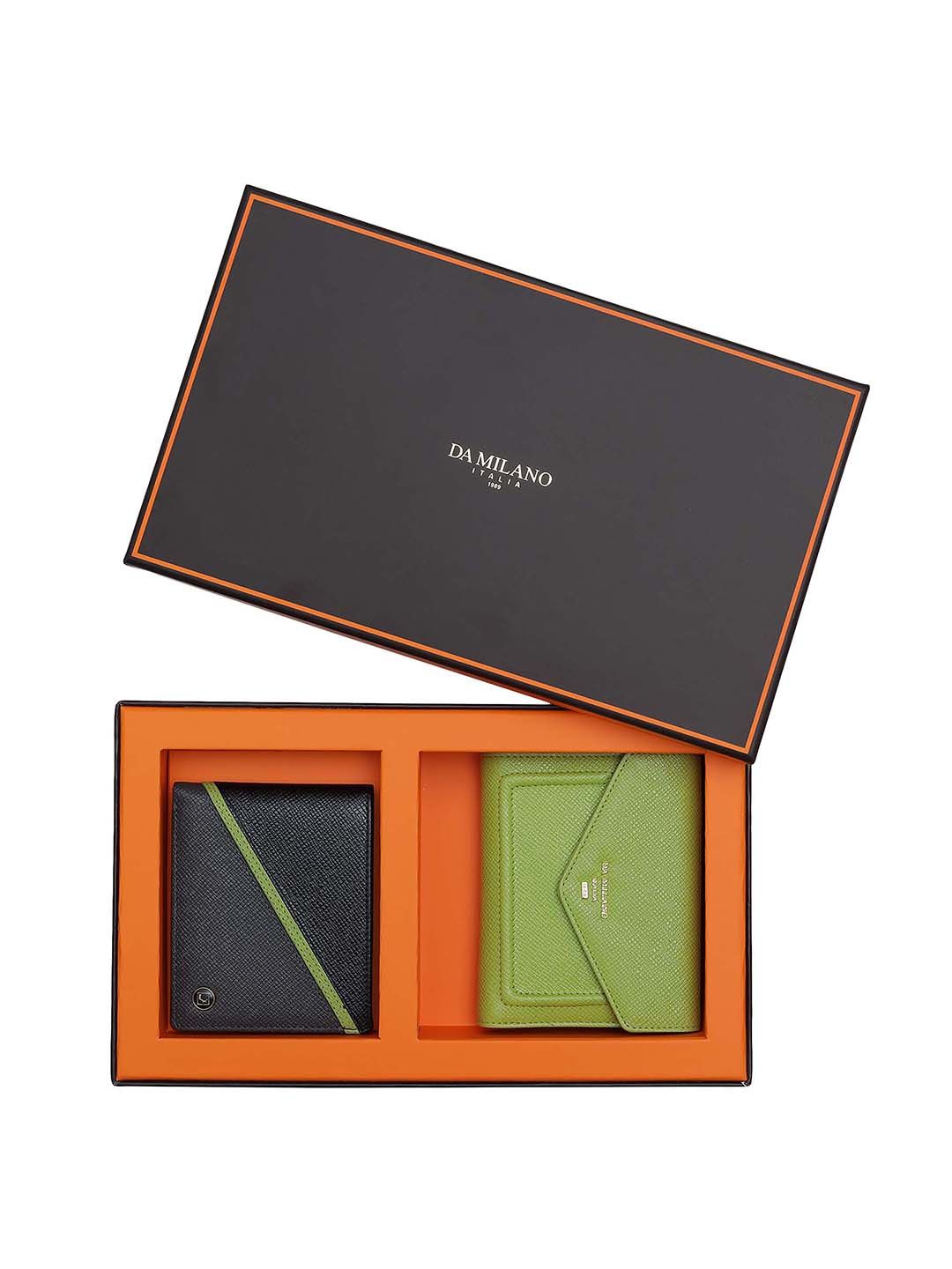 

Da Milano Unisex Leather Wallet & Card Holder Accessory Gift Set, Black
