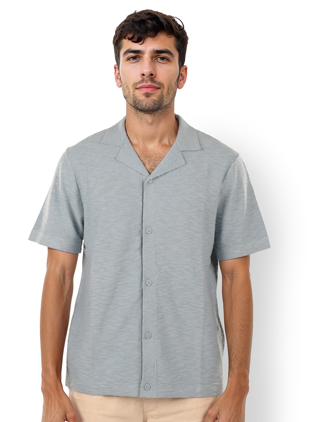 

Celio Men Solid Cuban Collar Casual Shirt, Blue