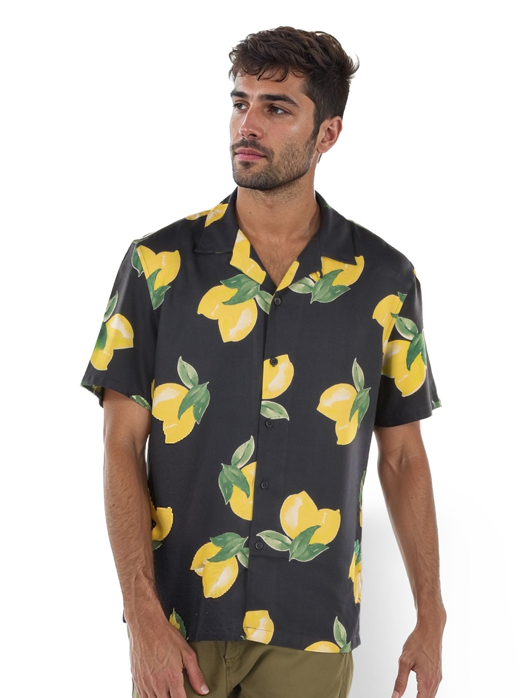 

Celio Men Conversational Printed Cuban Collar Casual Shirt, Black