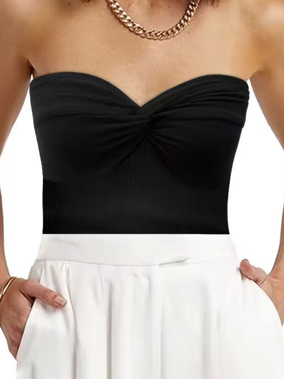 

StyleCast Solid Twisted Tube Top, Black