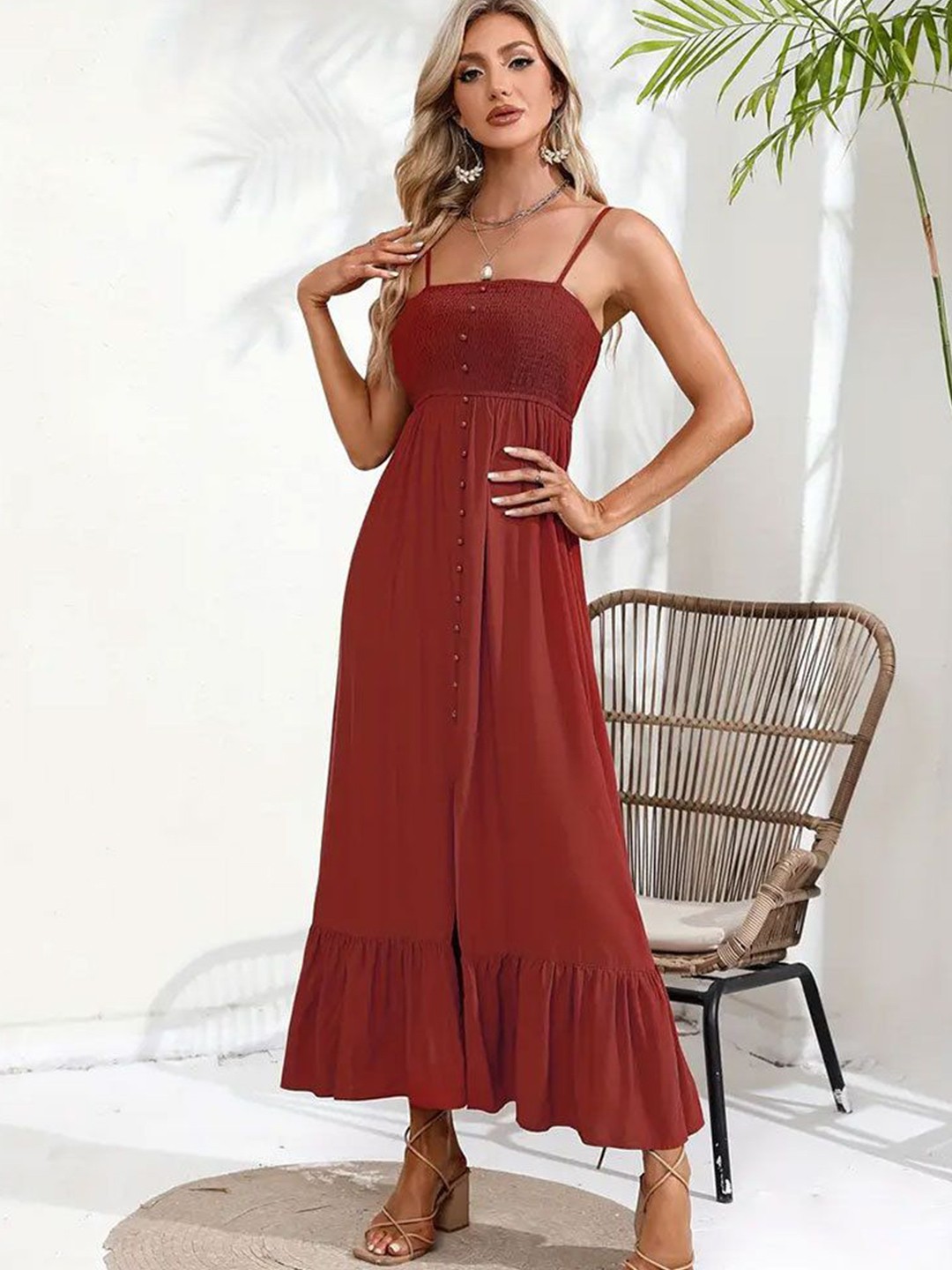 

StyleCast Shoulder Straps Maxi Dress, Brown