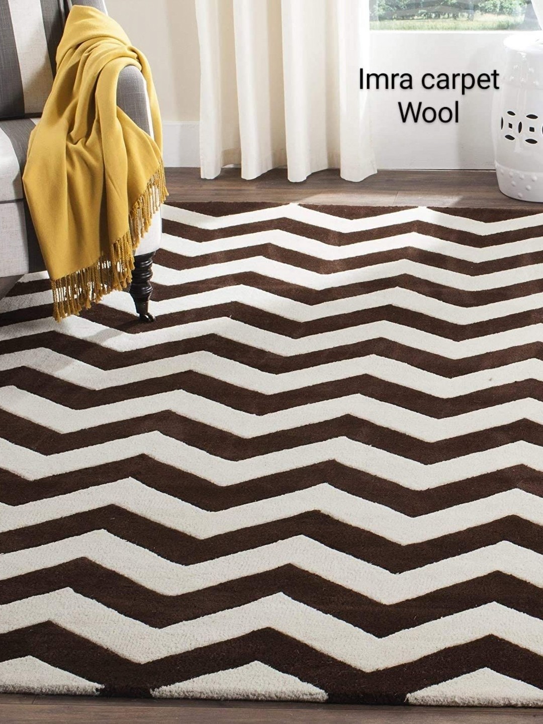 

IMRA CARPET Brown Geometric Woollen Carpet