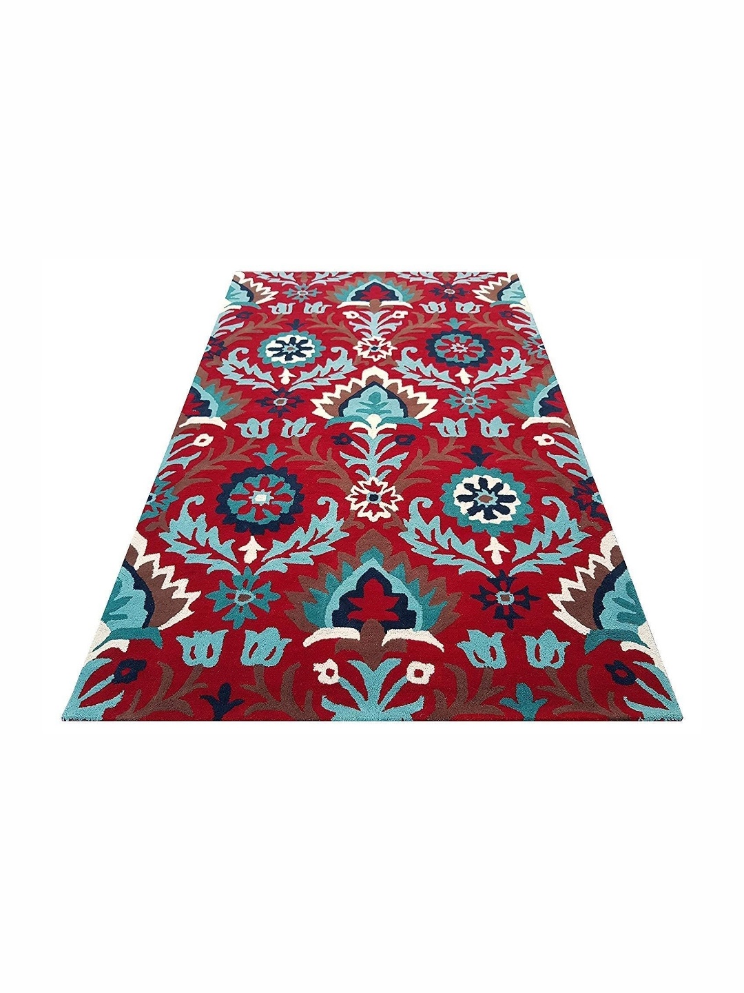 

IMRA CARPET Red Floral Shaggy Woollen Carpet