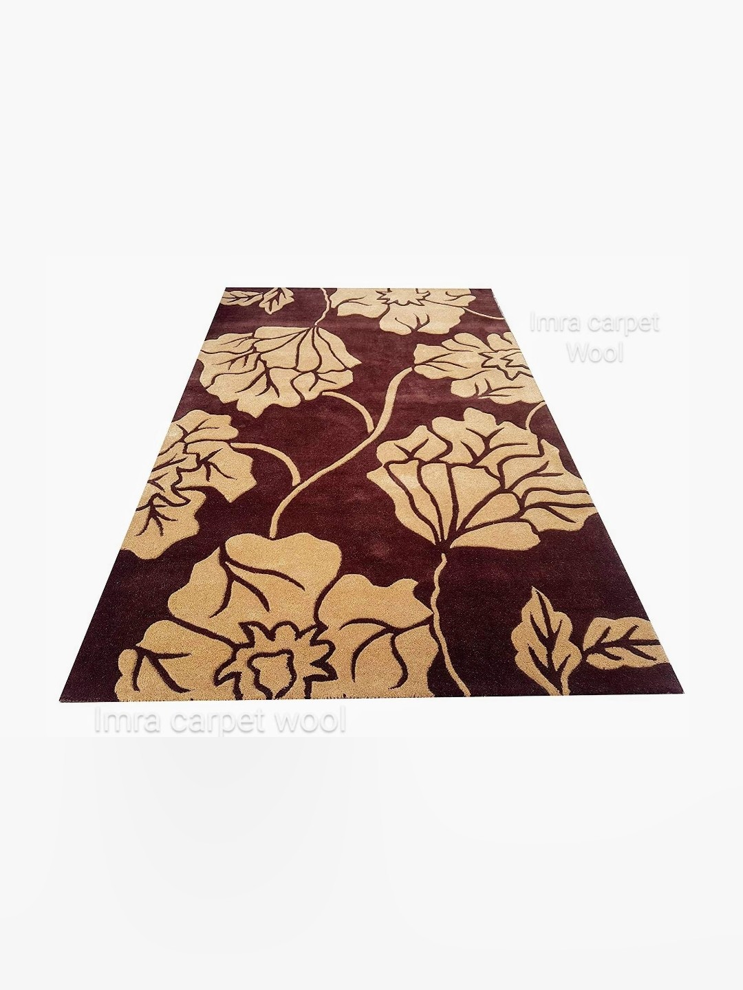 

IMRA CARPET Beige Floral Handmade Woollen Carpet