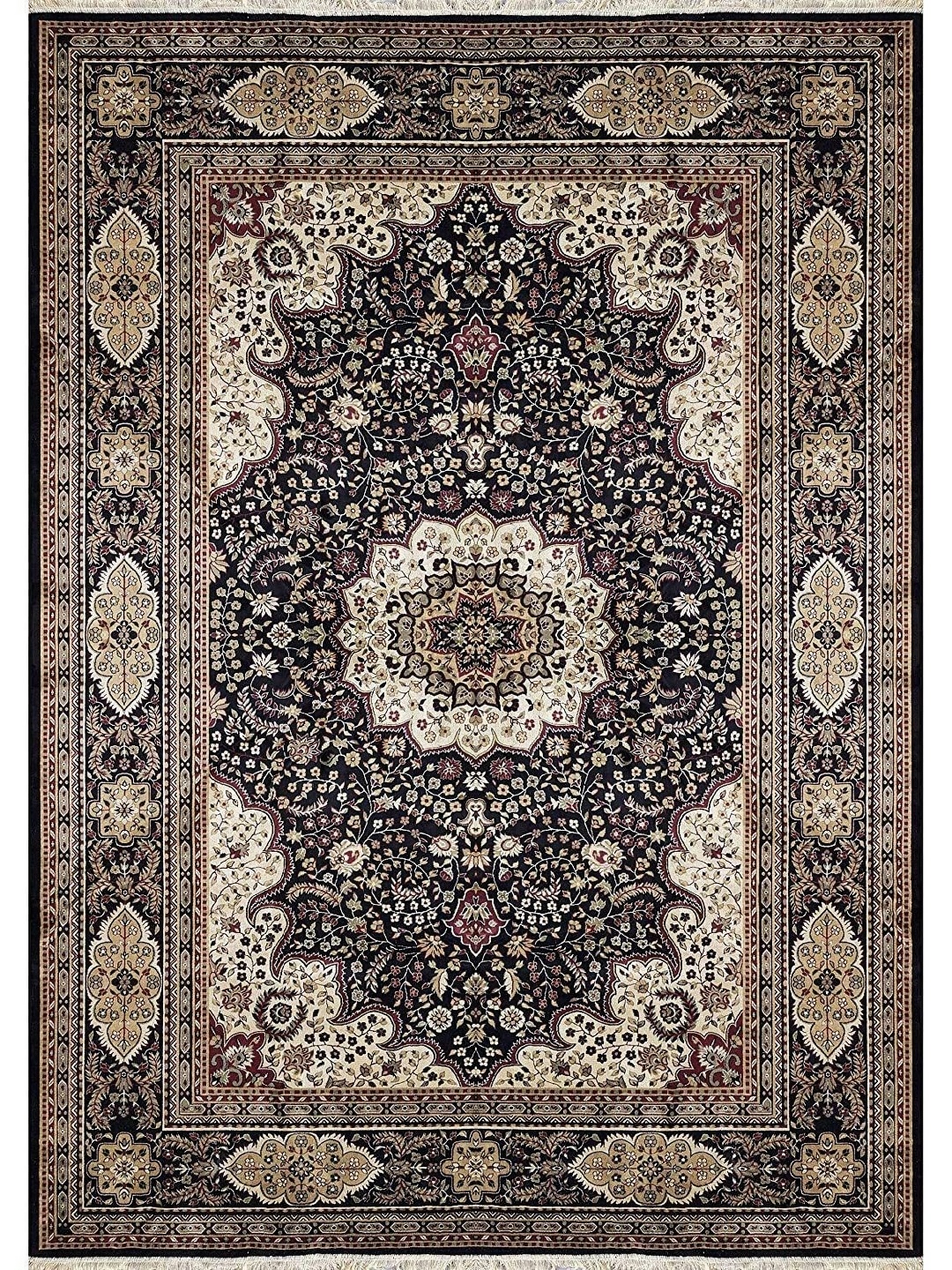 

IMRA CARPET Black & Beige Floral Printed Carpet