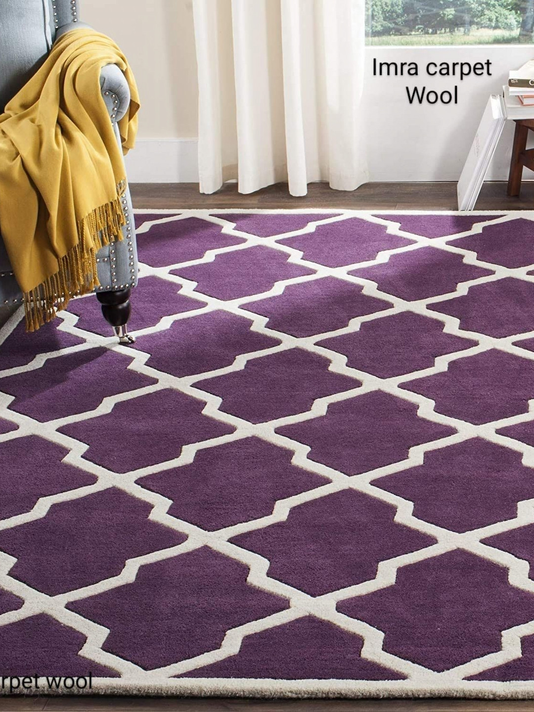 

IMRA CARPET Purple Geometric Woollen Carpet