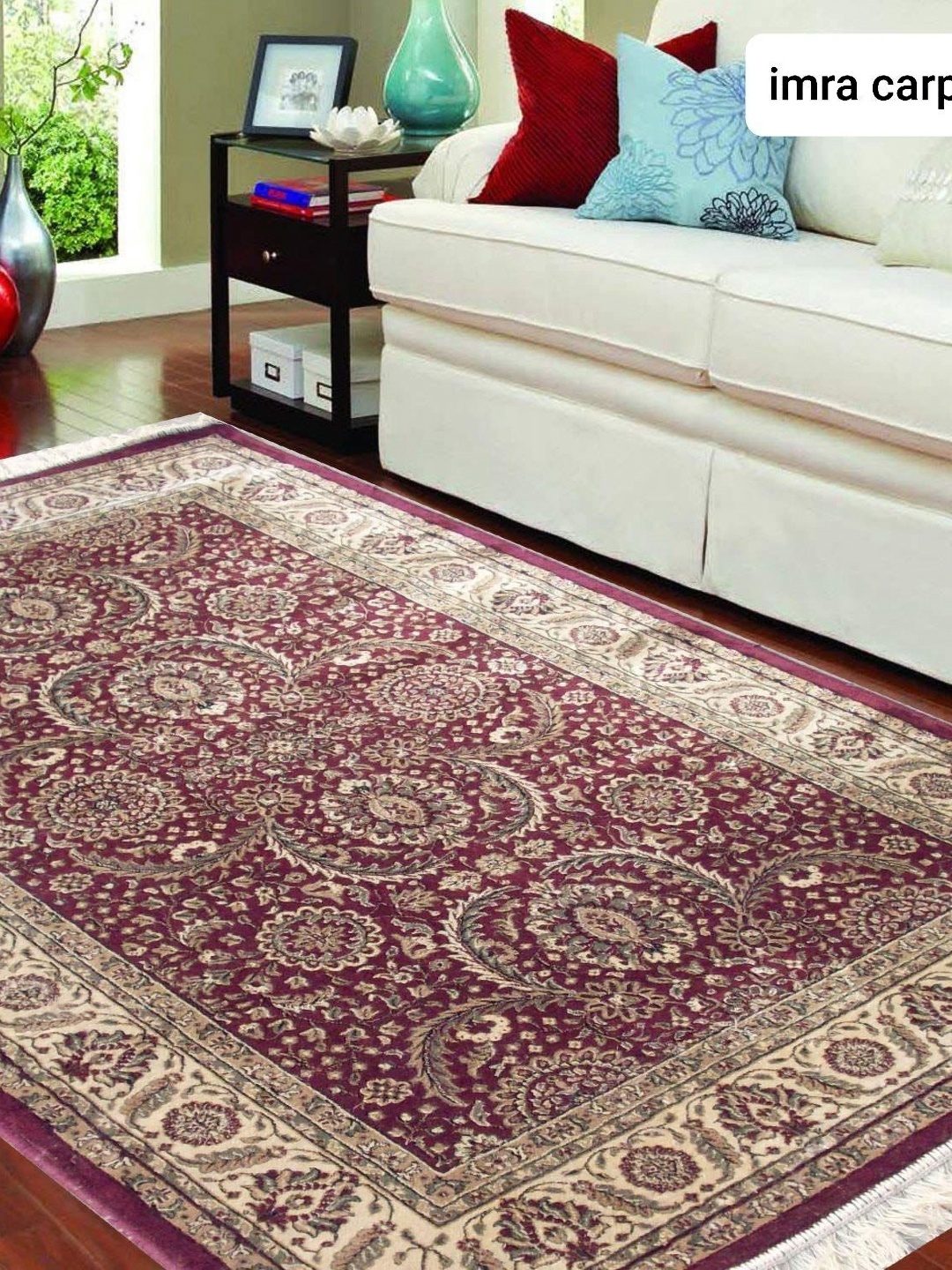 

IMRA CARPET Charcoal Floral Anti-Skid Carpet