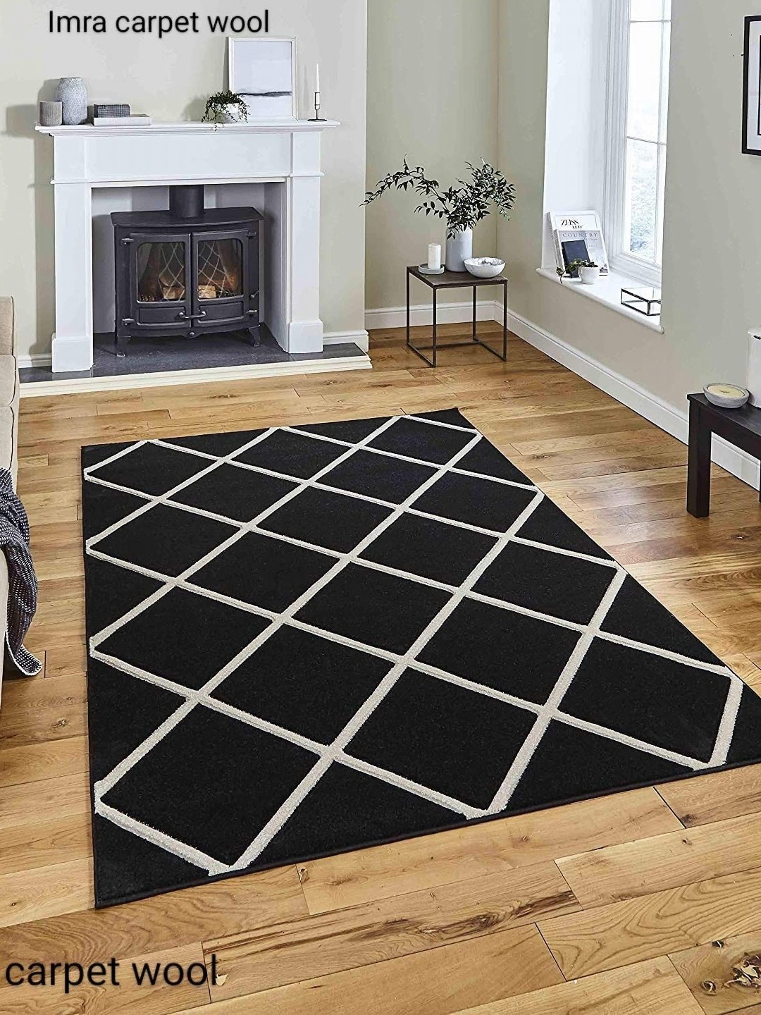 

IMRA CARPET Black Geometric Handmade Woollen Carpet