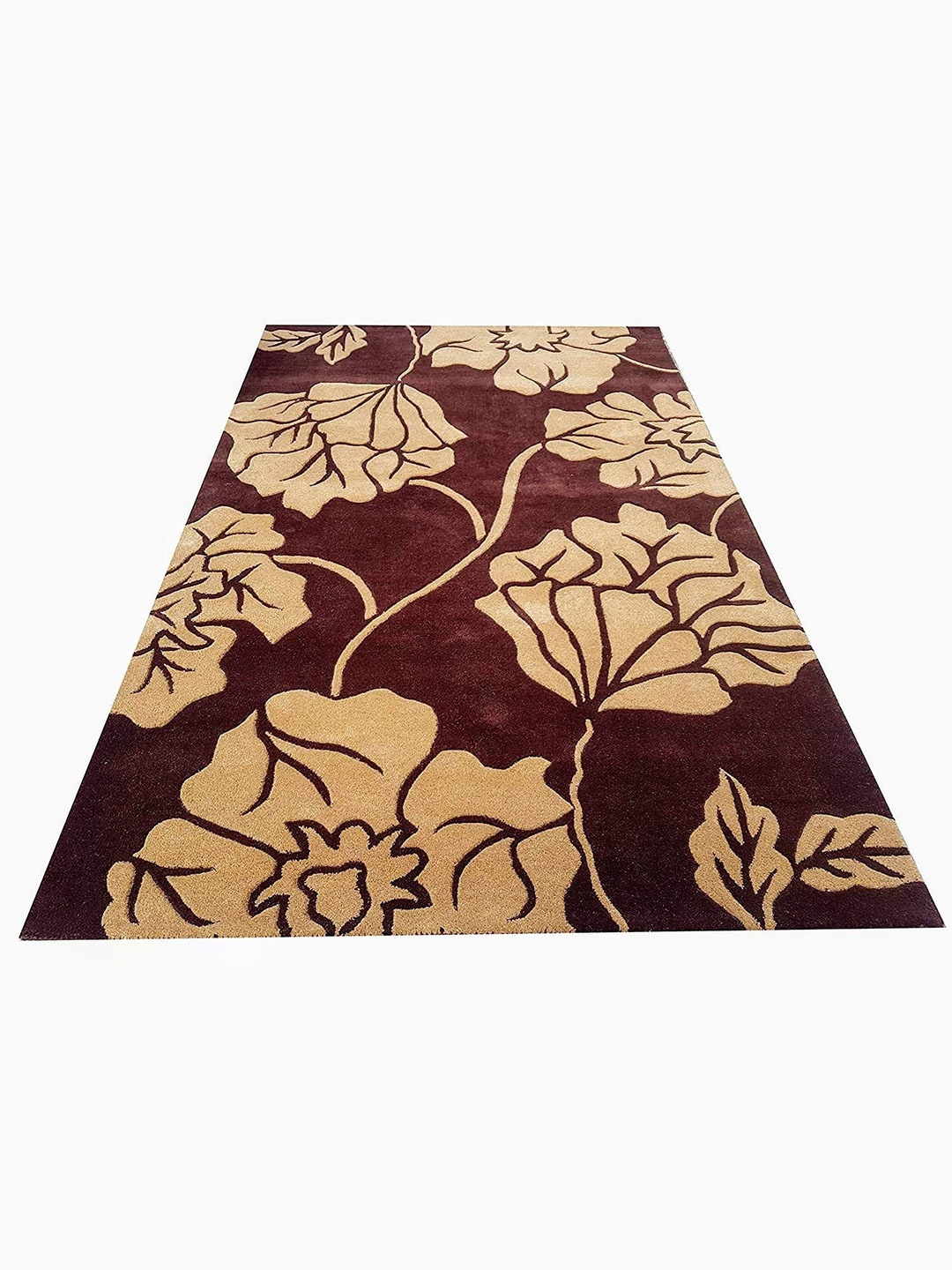 

IMRA CARPET Beige & Brown Floral Woollen Carpet