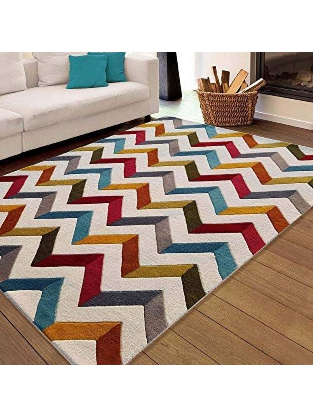 

IMRA CARPET White Geometric Handmade Woollen Carpet