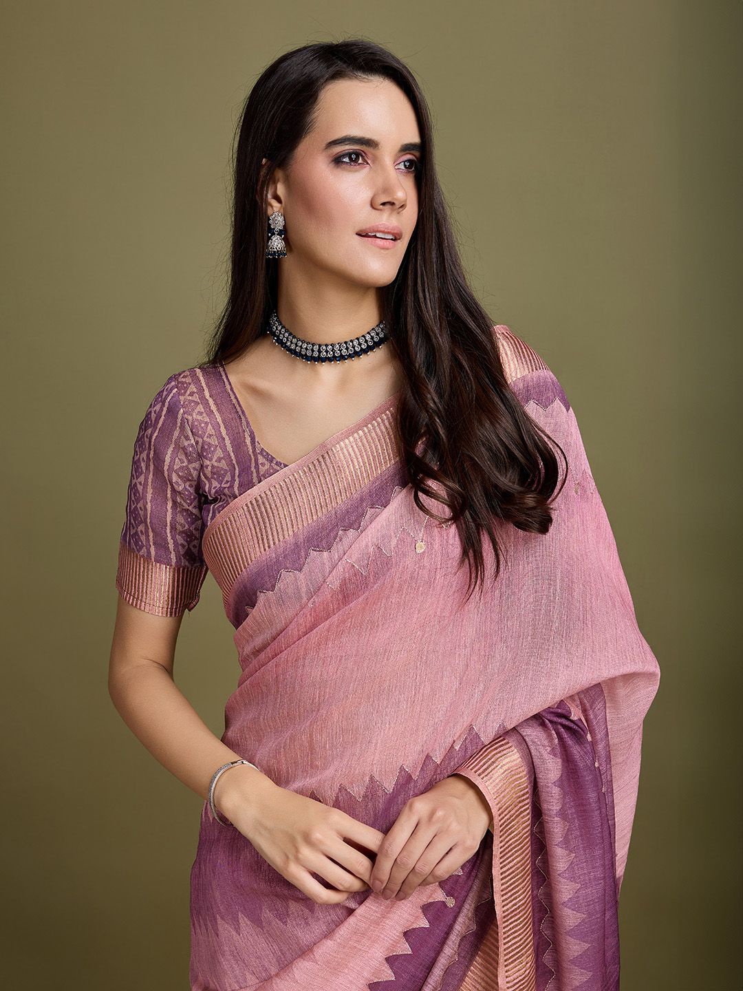 

Rekha Maniyar Zari Tissue Saree, Pink