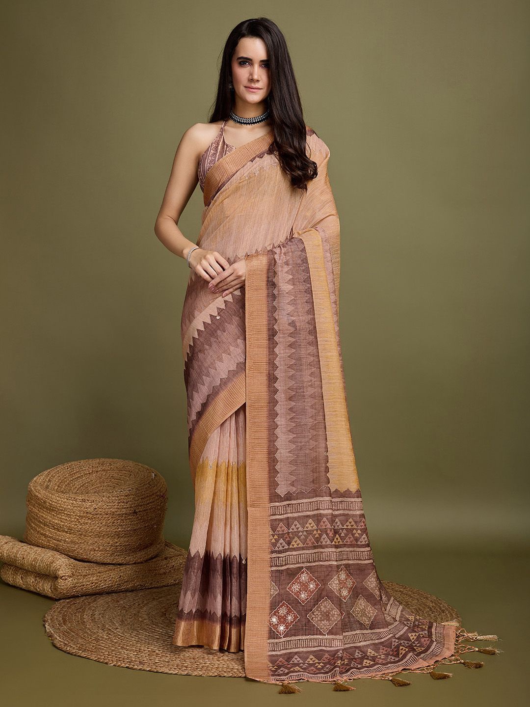 

Rekha Maniyar Zari Tissue Saree, Beige