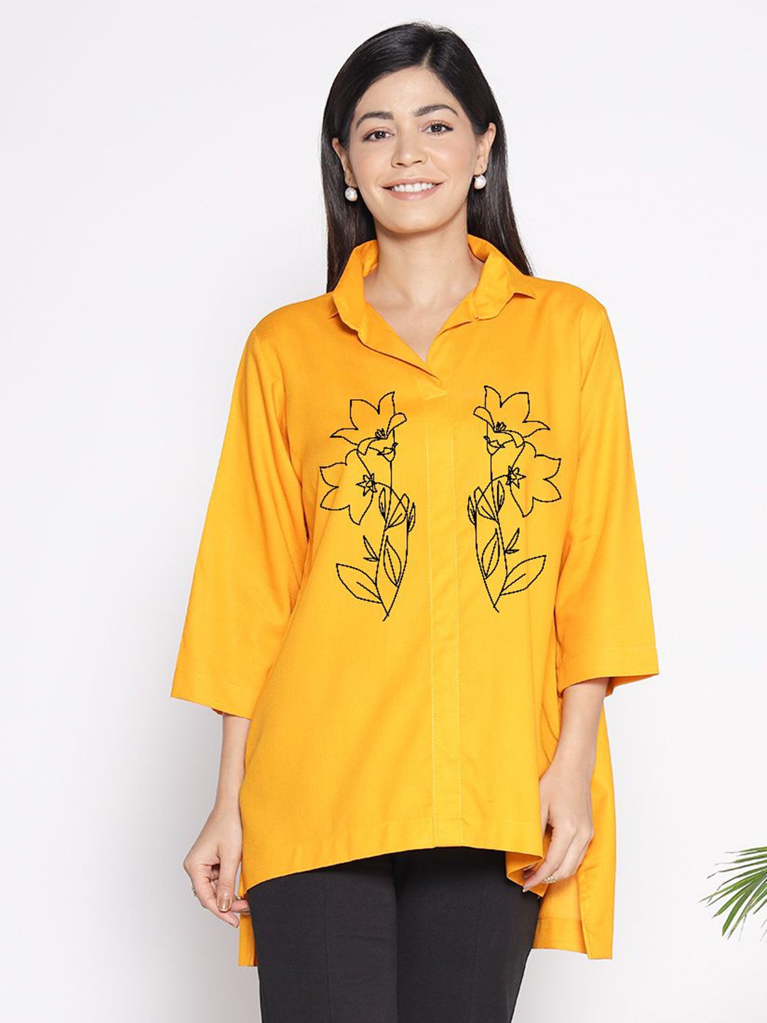 

LetsDressUp Floral Print Boxy Top, Mustard