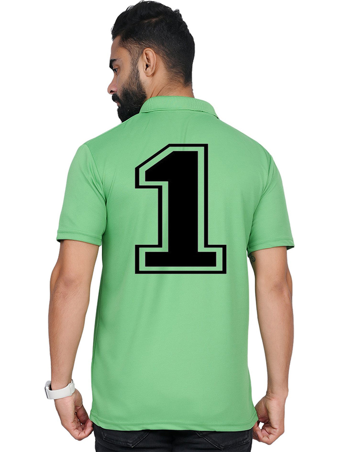 

TAJNAN Men Varsity Polo Collar T-shirt, Green