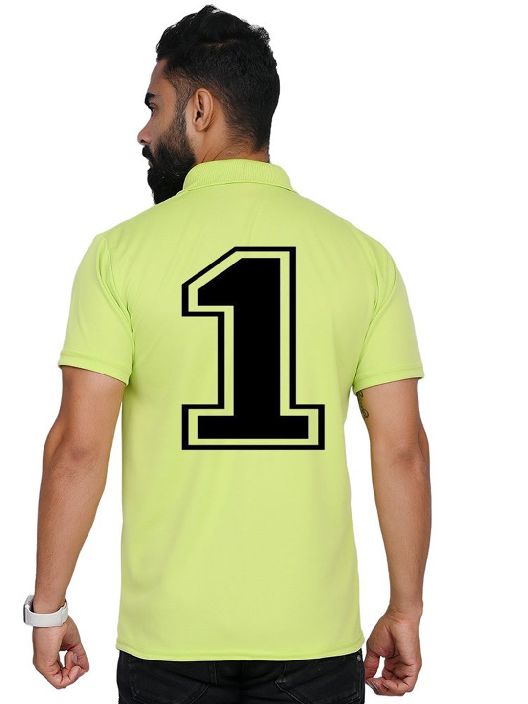 

TAJNAN Men Varsity Polo Collar T-shirt, Green