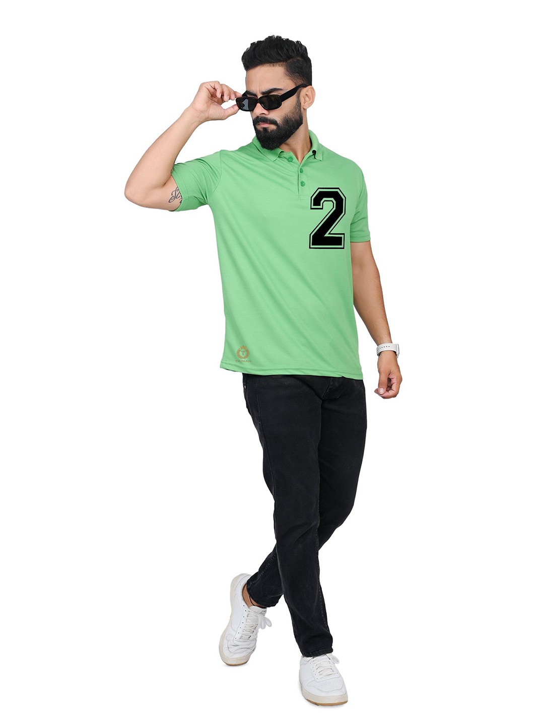 

TAJNAN Men Polo Collar T-shirt, Green