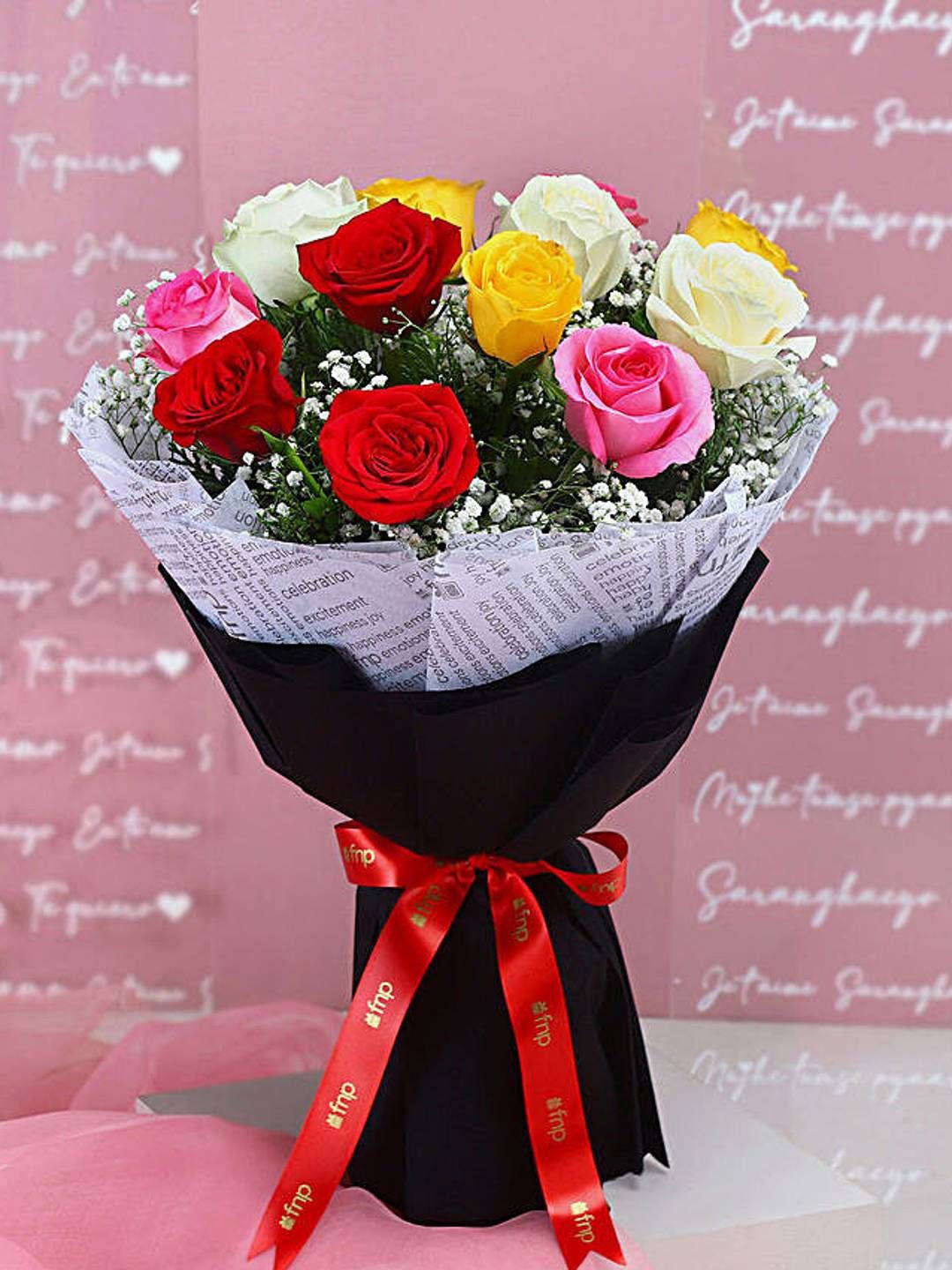 

fnp Pink & Green 8 Pieces Roses Fresh Flowers Bouquet, Yellow