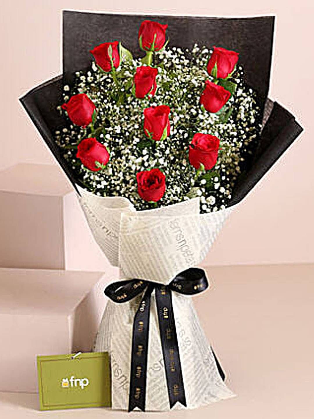 

fnp Red & Green 24 Pieces Roses Fresh Flowers Bouquet