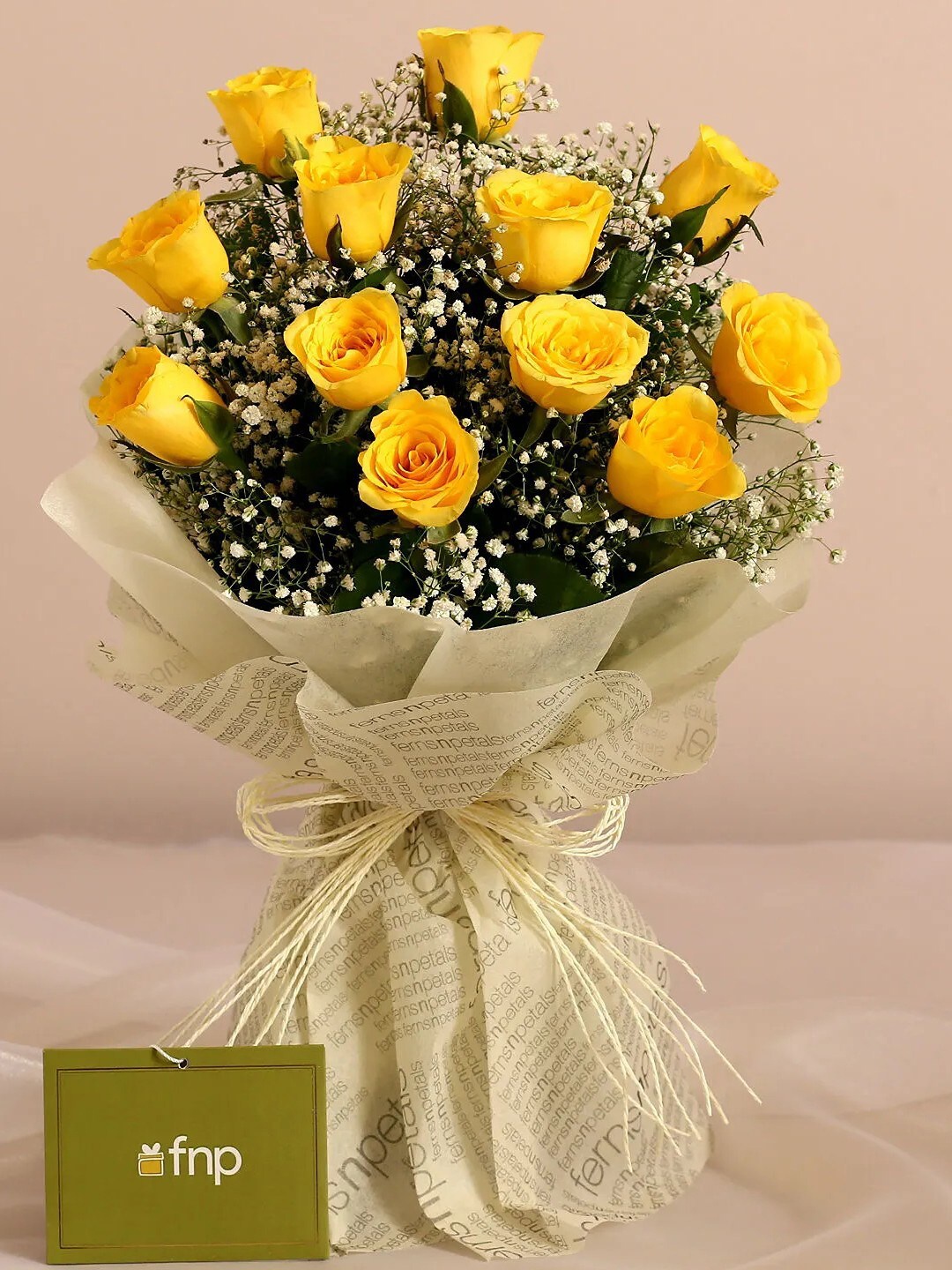 

fnp Yellow & Green 12 Pieces Roses Fresh Flowers Bouquet