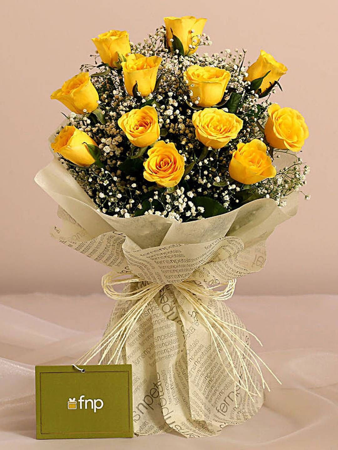 

fnp Yellow & Green 12 Pieces Roses Fresh Flowers Bouquet