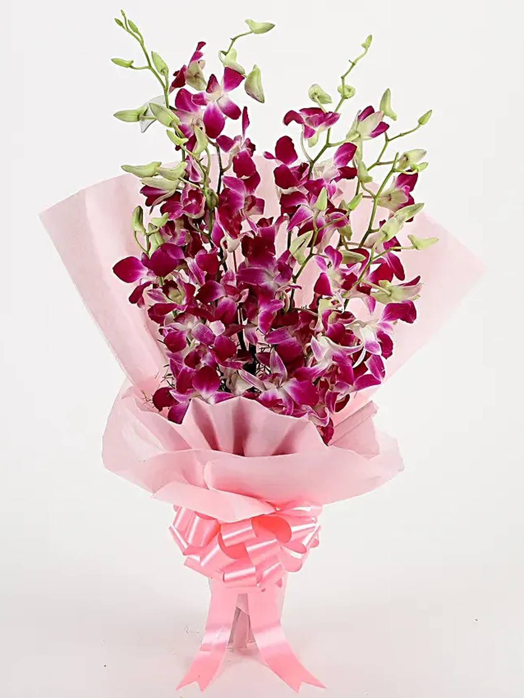 

fnp Purple & Green 6 Pieces Orchids Fresh Flowers Bouquet