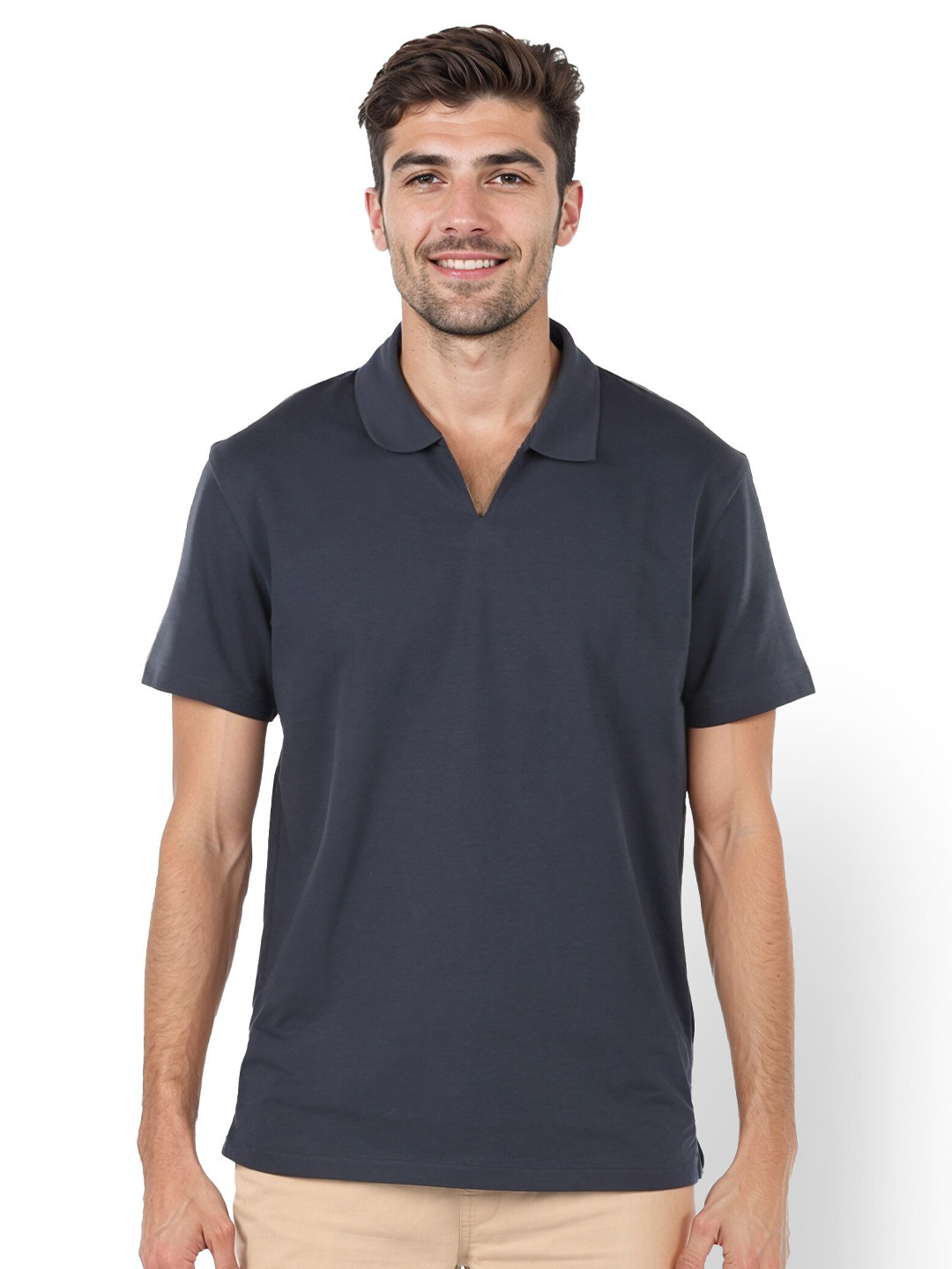 

Celio Men Solid Nautical Polo Collar T-shirt, Navy blue