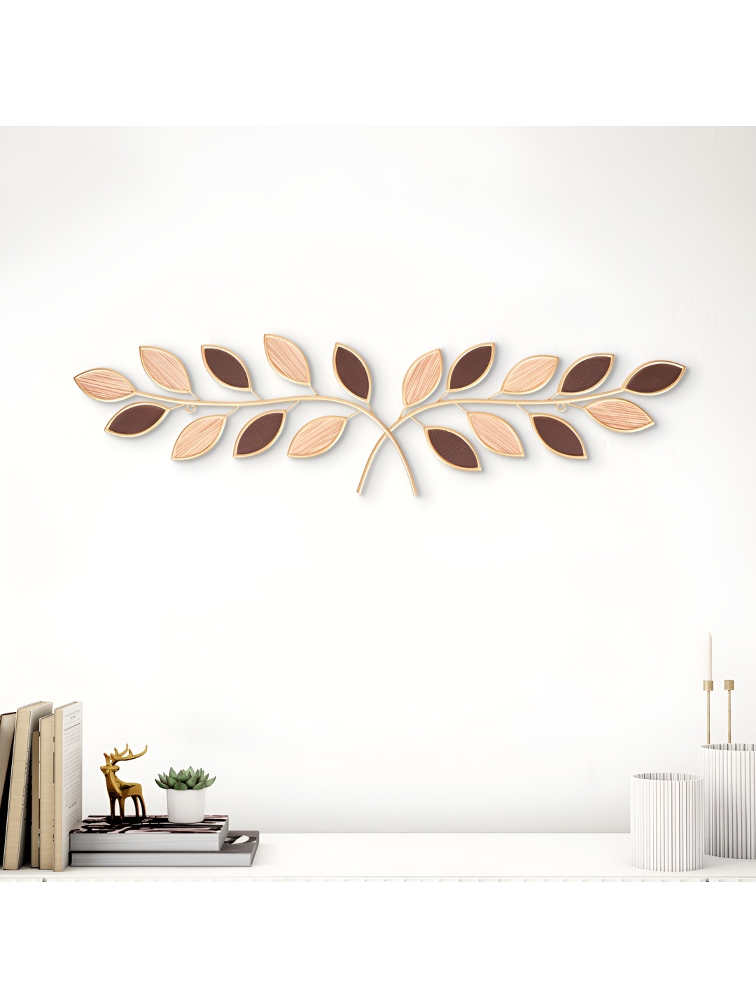 

Home Centre Panorama Ather Beige Leaf Textured Metal Wall Decor