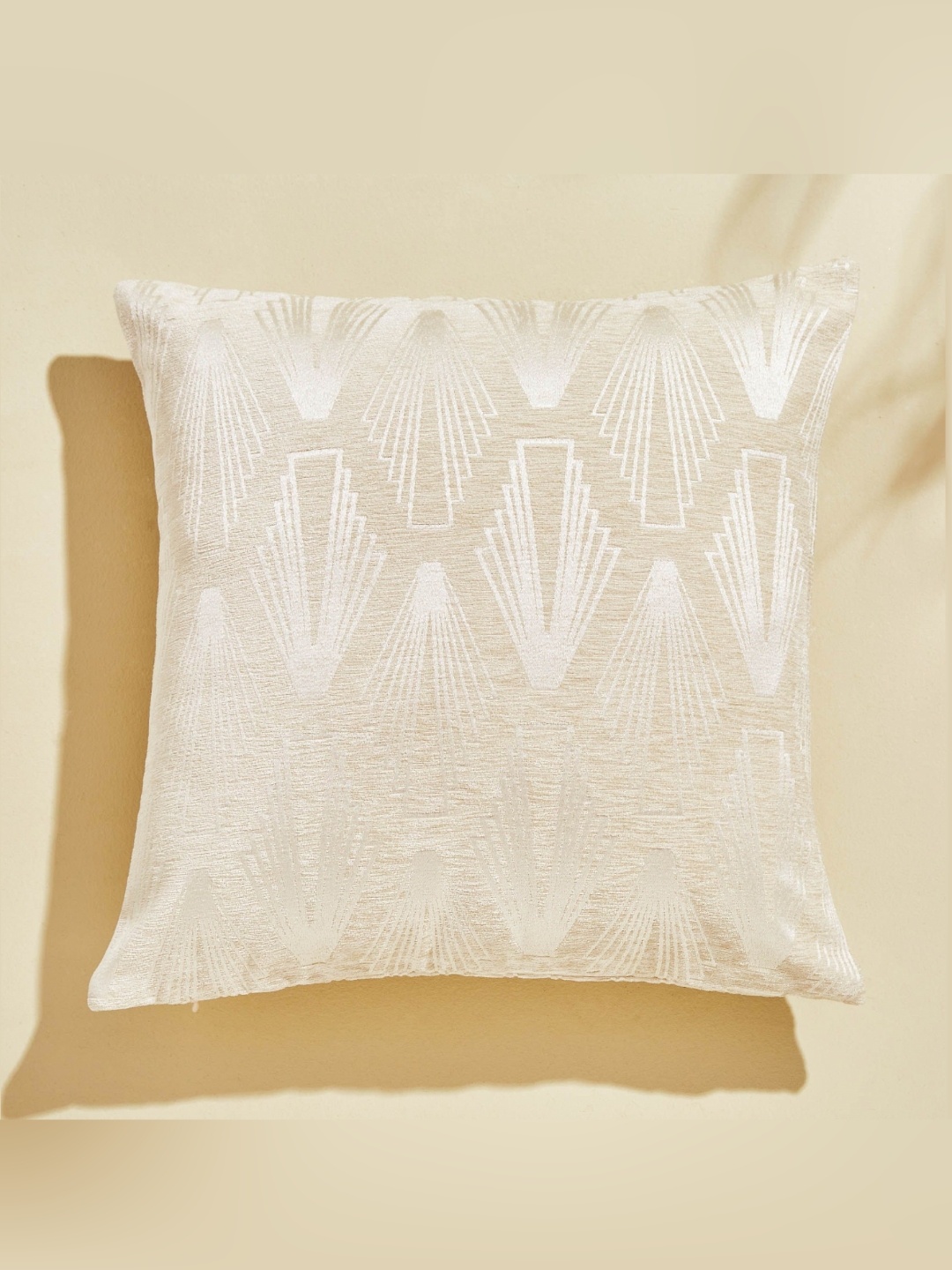 

Home Centre Off White Set of 2 Geometric Velvet Square Cushion Covers