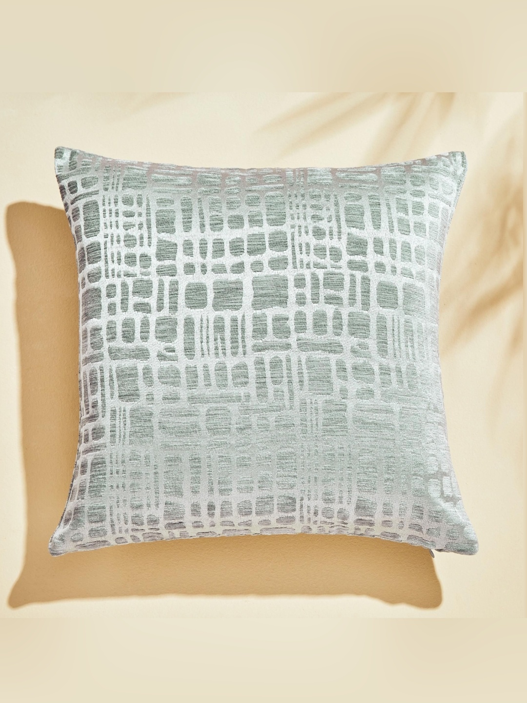 

Home Centre Grey & White Set of 2 Geometric Velvet Square Cushion Covers