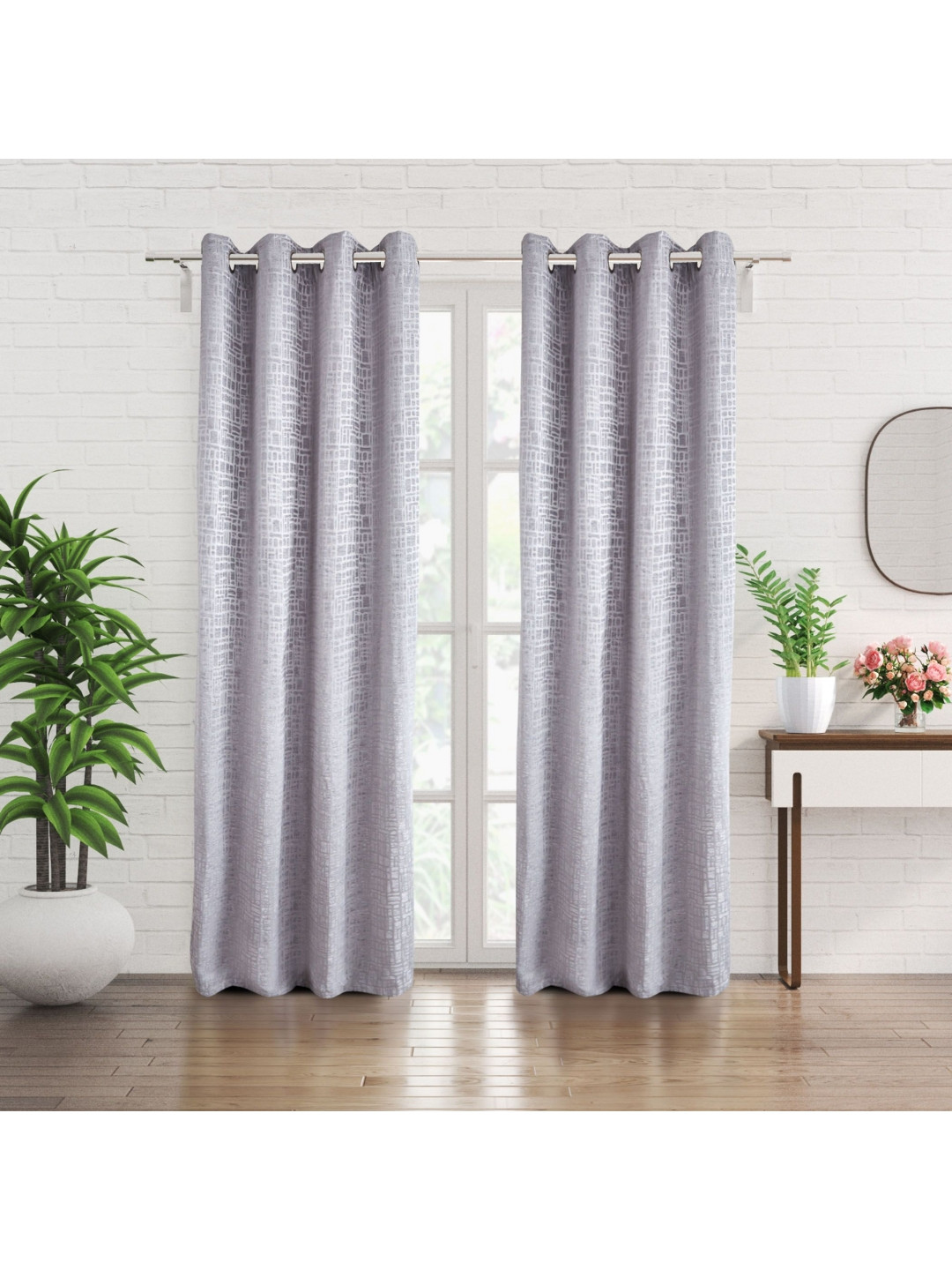 

Home Centre Grey Geometric Room Darkening Door Curtain